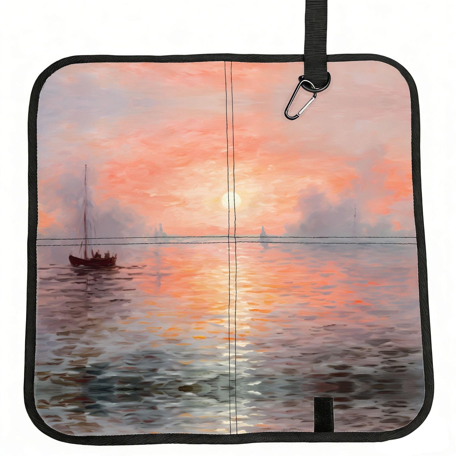 WZYCWB Color Sunset Foldable Seating Cushion with Carabiner - Stadium Mat for Camping, Hiking and Outdoor Activities