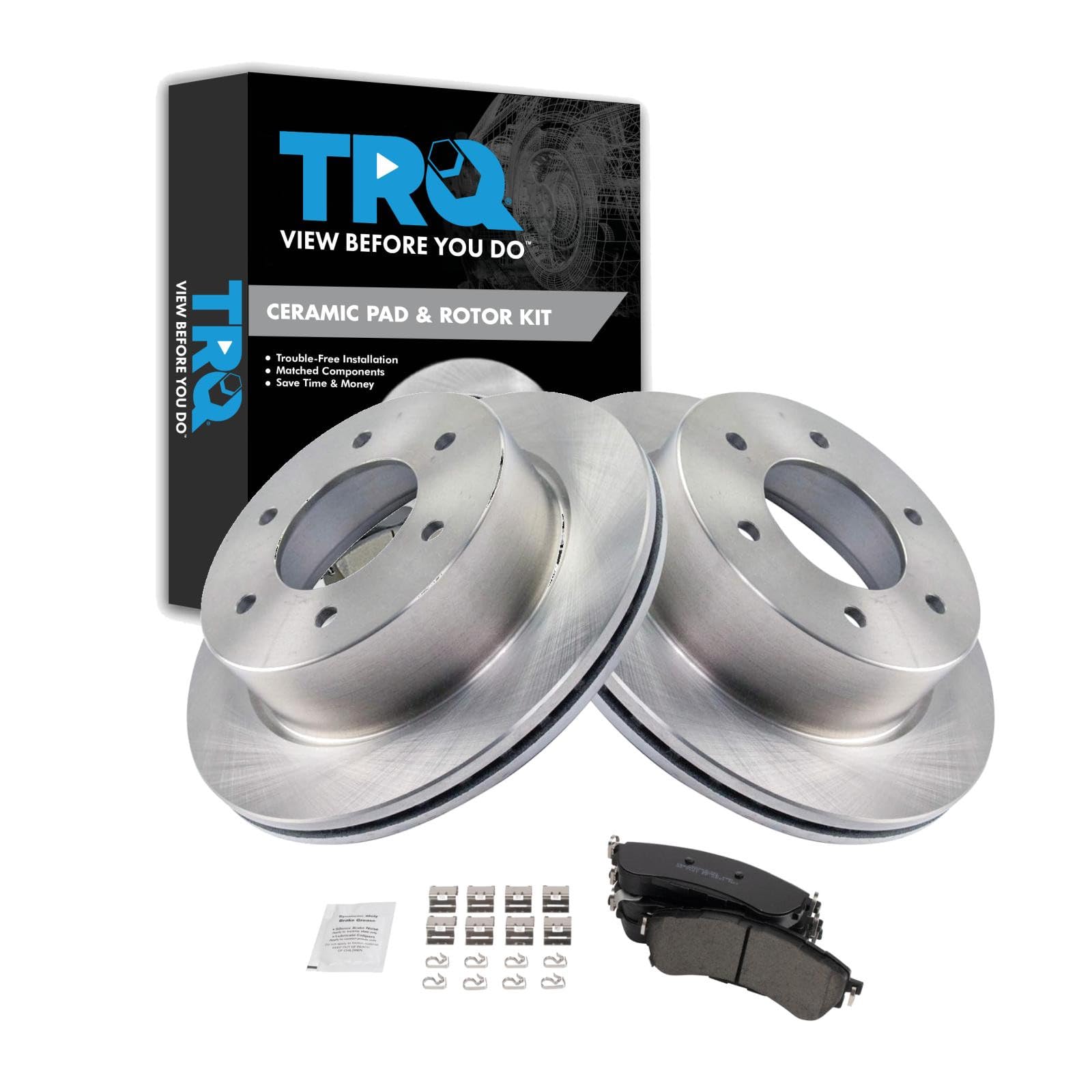 TRQ Rear Brake Pad and Rotor Set Ceramic Rotors Compatible with 2019-2021 Ford Ranger
