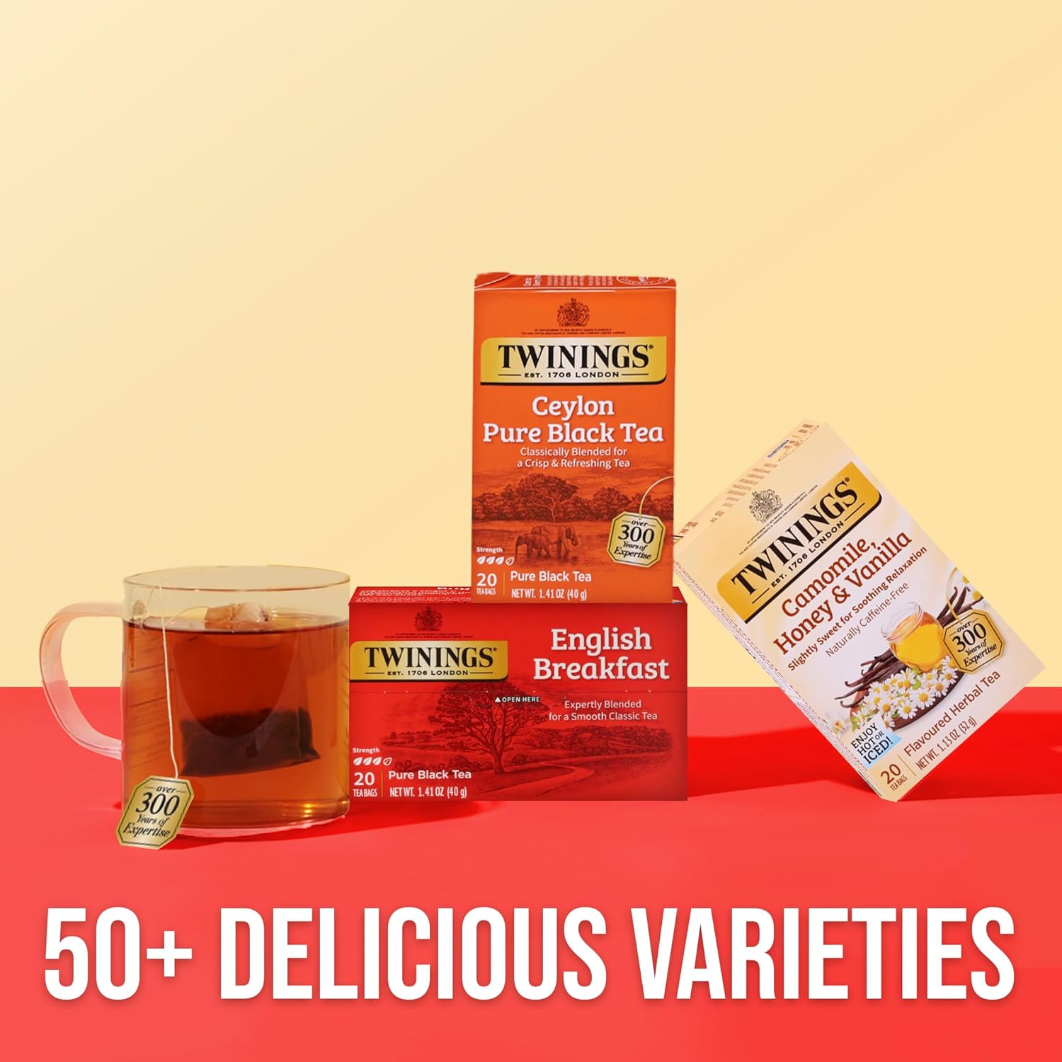 Twinings Ceylon Pure Black Tea Individually Wrapped Bags, 20 Count (Pack of 6), formerly Ceylon Orange Pekoe, Crisp, Refreshing, Caffeinated, Enjoy Hot or Iced, 120 Teabags