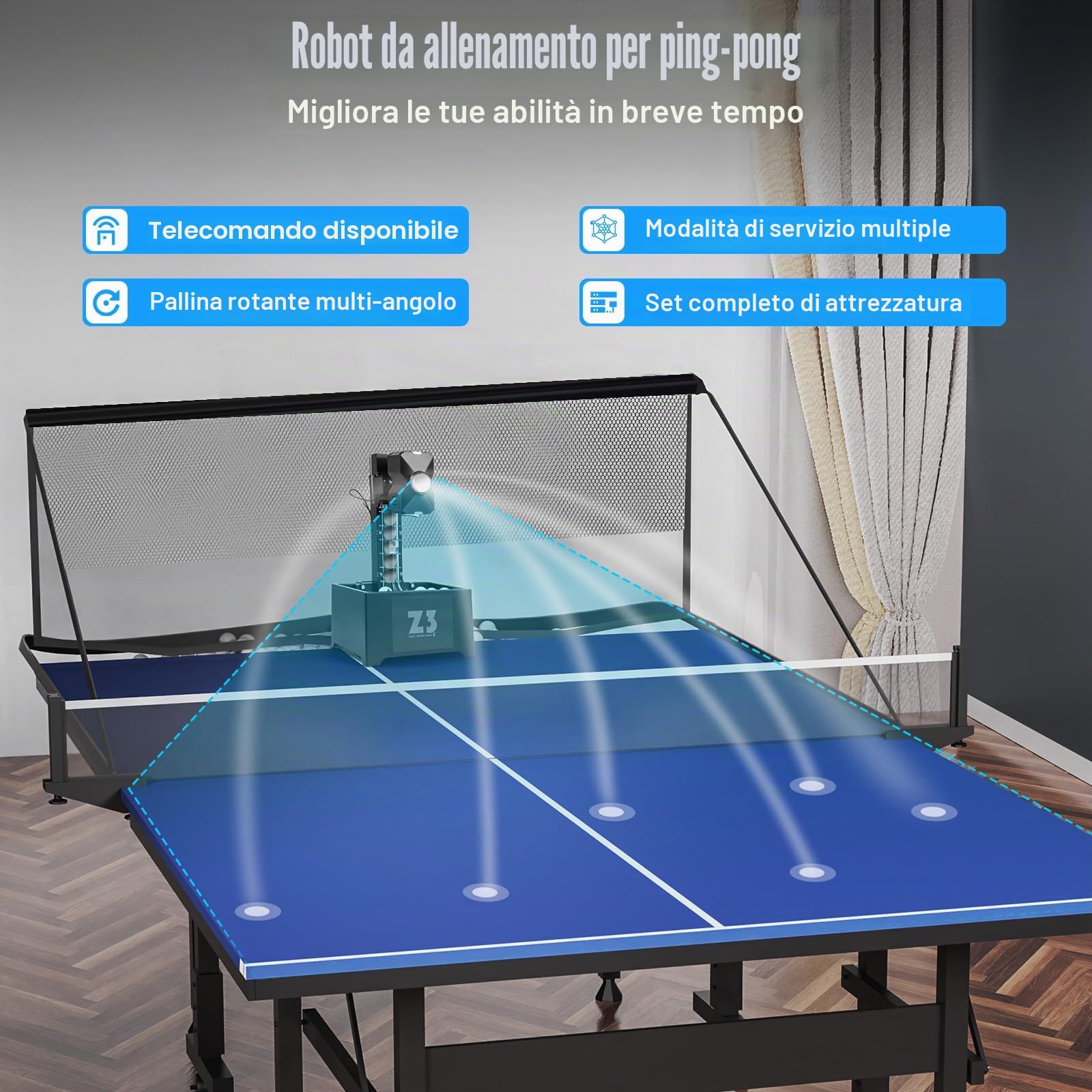 Ping Pong Robot da ping pong, allenatore per allenamento ed esercizio con telecomando