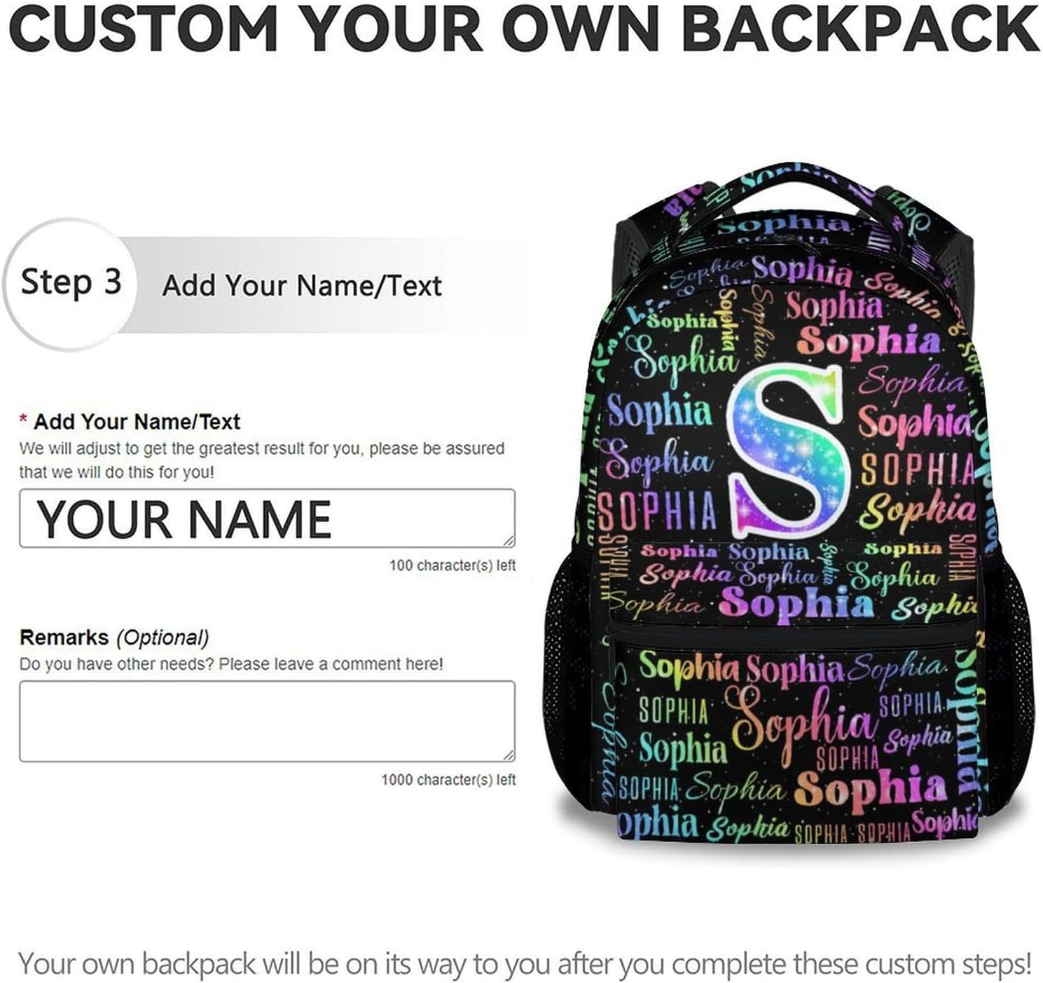 Custom School Backpack for Kids - 17 Inch Monogram Backpacks with Adjustable Straps - Personalized Colorful Large Capacity Bookbag for Elementary