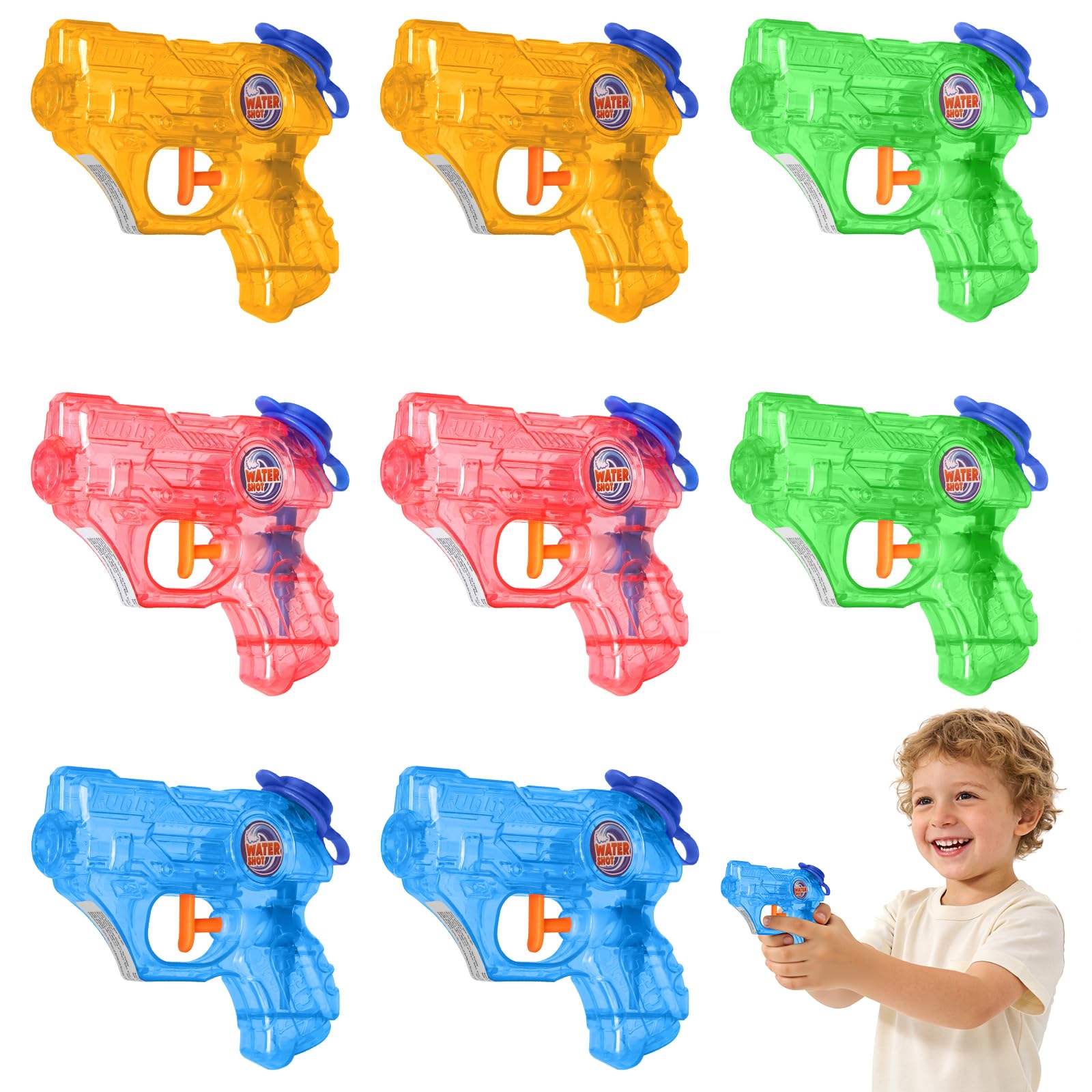 Pistola ad Acqua, 8 Pezzi Mini Pistole ad Acqua per Bambini | Pistole piccole ad Acqua per Adatto Giochi D'acqua Estivi Spiaggia Piscina Giardino, Feste di Compleanno