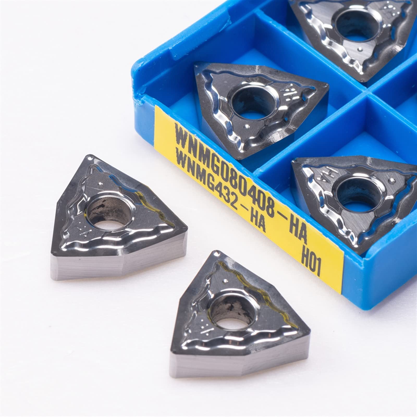 Herramientas de torneado, Insertos de cortadores 10 Uds 080402 080404 080408 HA H01 insertos de carburo 080402/080404 herramienta de torno de torneado externo for aluminio(WNMG080402 HA H01)