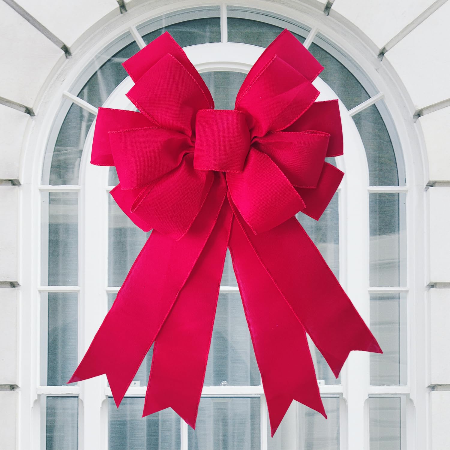 Voeveca Large fall Bow Wreath Thanksgiving Decor Buffalo Bows for Indoor Outdoor Orange Wreath Holiday Fall Decorations and All Kinds of Holiday Backdrops Decorations (1, Red)