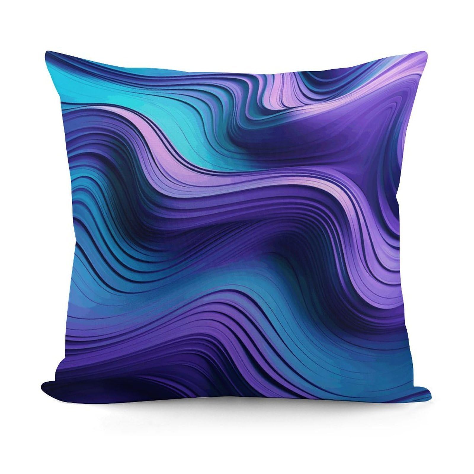 VstaDank Wavy Purple Pillow Covers Soft Plush Decorative Square Pillow Cover Modern Breathable Pillowcases Pillowcase with Invisible Zipper 18x18 Inches for Sofa Living Room