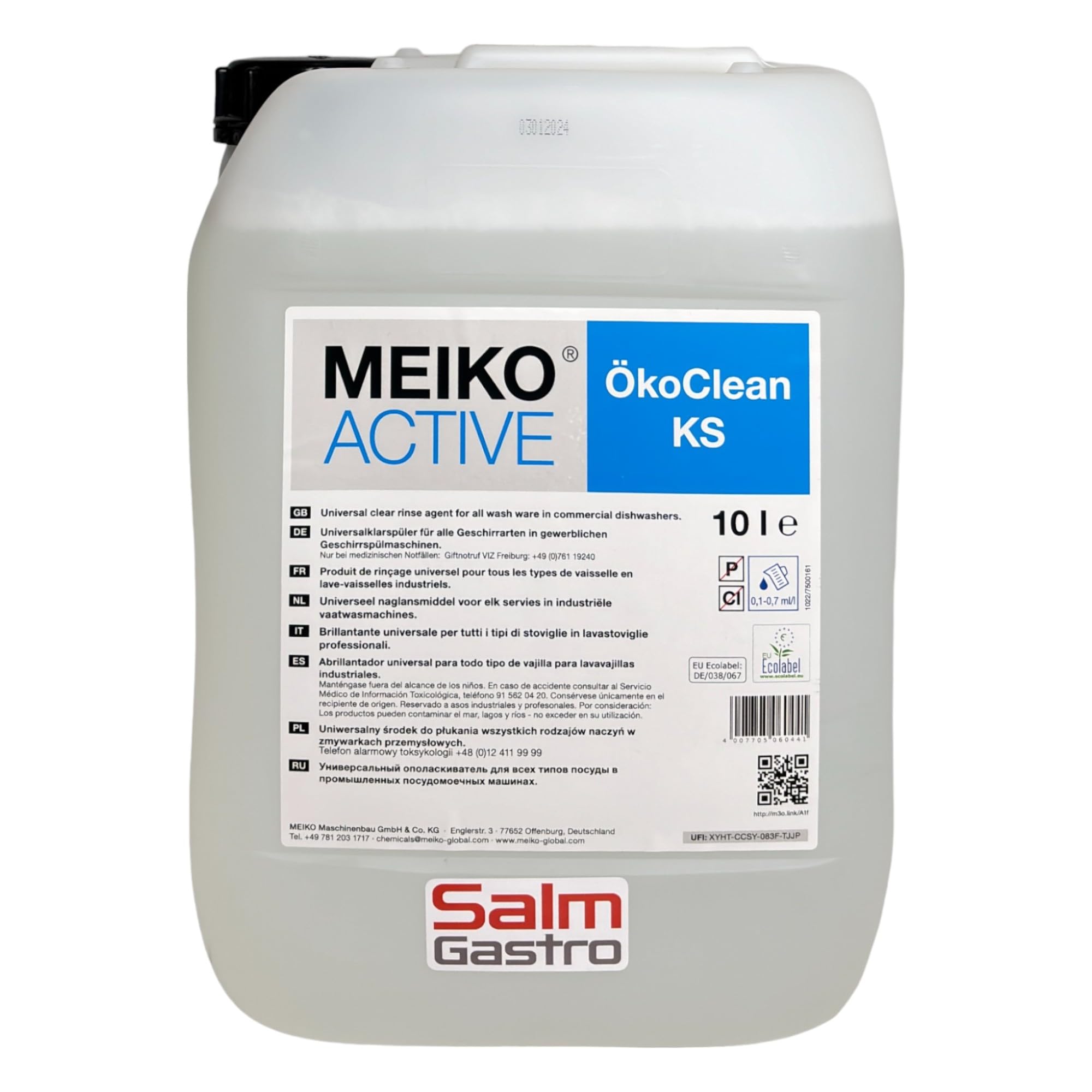 Meiko ACTIVE ÖkoClean KS 10L flüssiger Universal-Klarspüler für Geschirr phosphatfrei