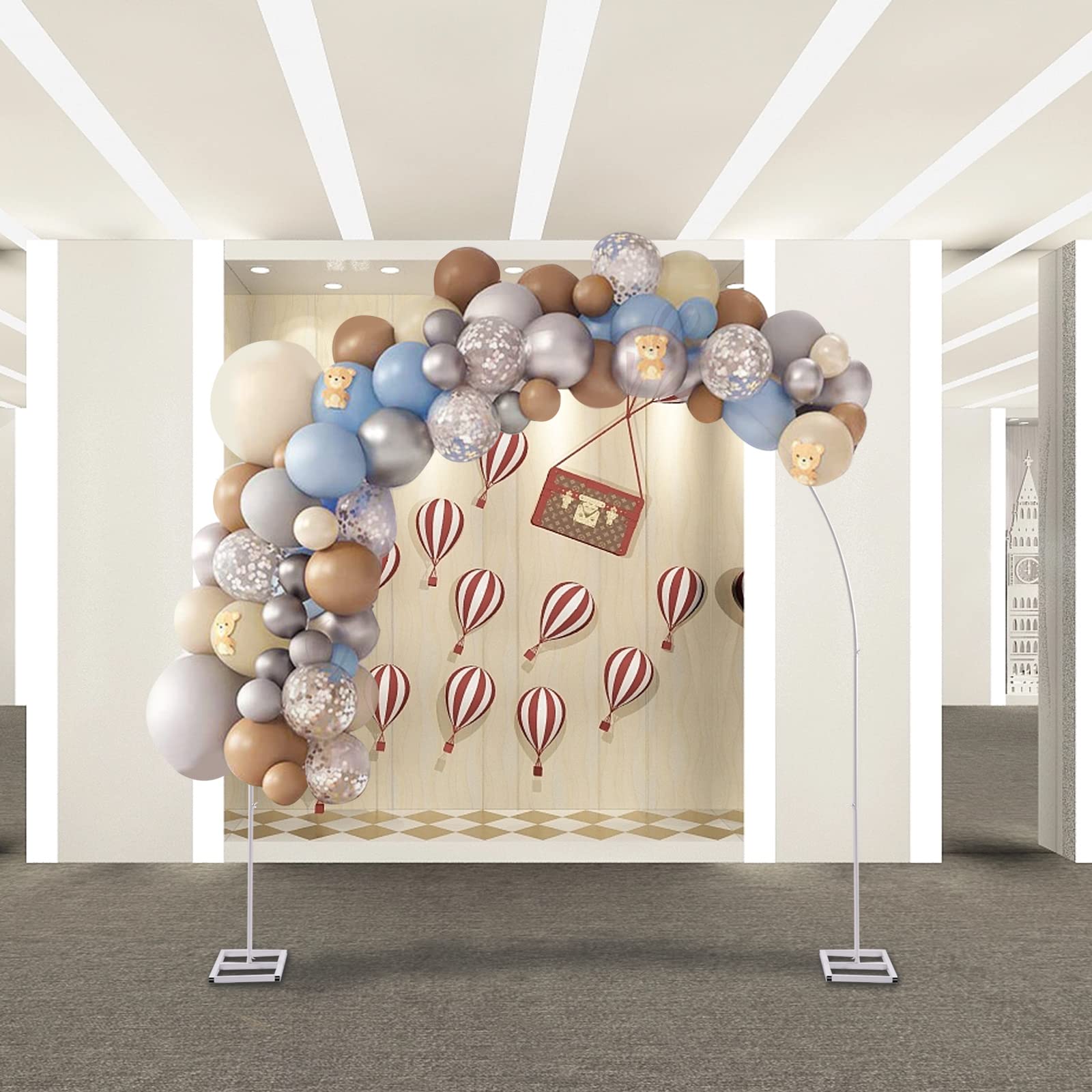 7.5ft Metall Hochzeitsbogen Traubogen Hochzeit Blumen Ballonbogen Rahmen Tragbares Großer Metall-Ballonbogen Hintergrundständer (Weiß)