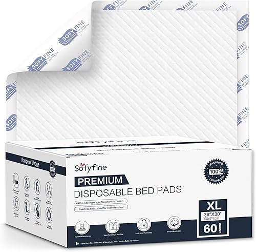 Miniatura 10 de Almohadillas de cama desechables extra grandes de 36 x 48 pulgadas (20 unidades) para adultos, almohadillas gruesas de alta calidad resistentes al