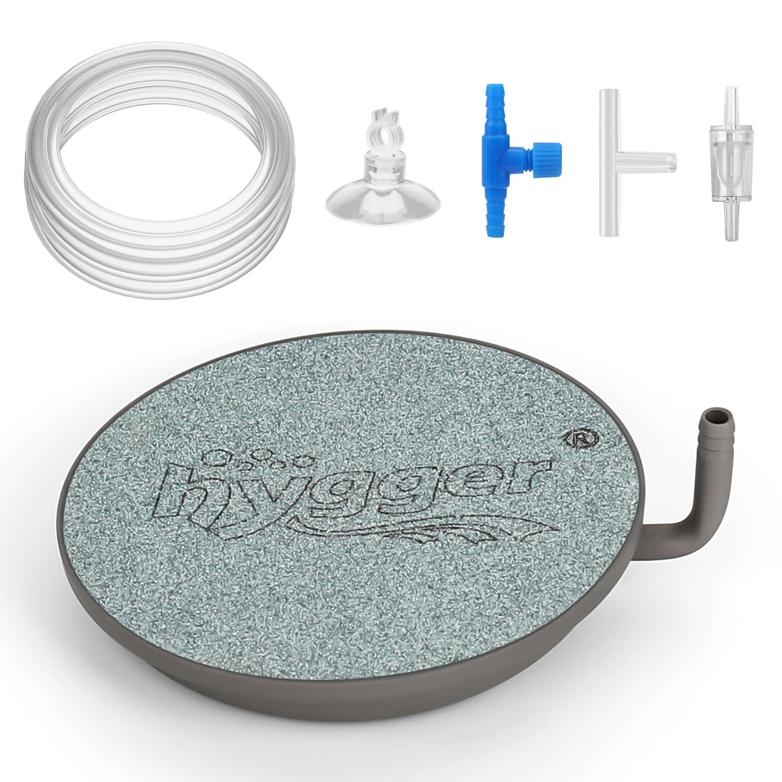 hygger Aquarium Air Stone, 1.5 Inch Fish Tank Bubbler Stone Kit Makes Super Tiny Bubbles, Ultra-High Dissolved Airstone with Stainless Steel Base Aquarium Fish Tank and Hydroponic