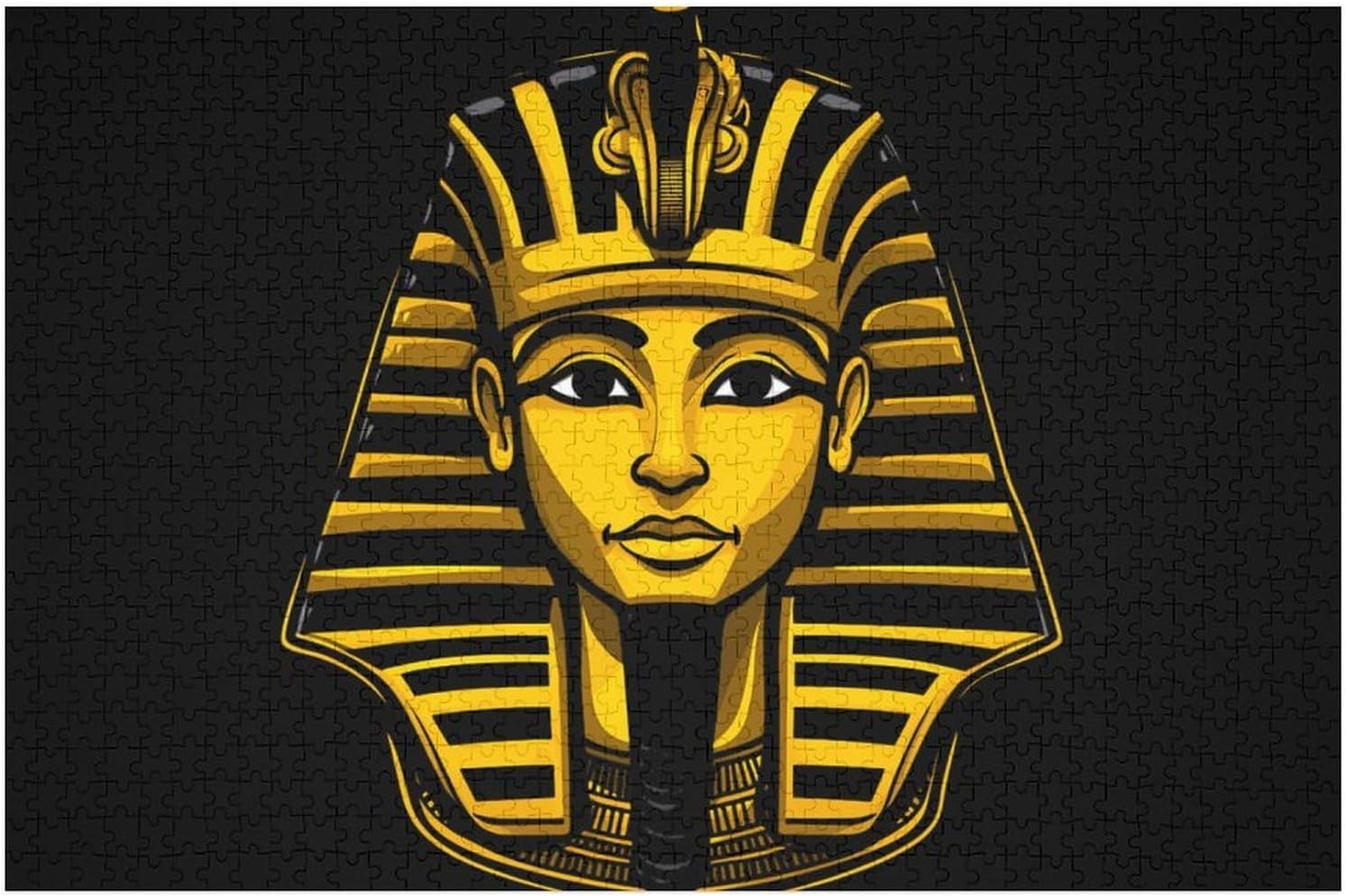 Egyptian Pharaoh King Gold Headdress Mask Wood Puzzle Challenging Jigsaw Puzzles for Women Men
