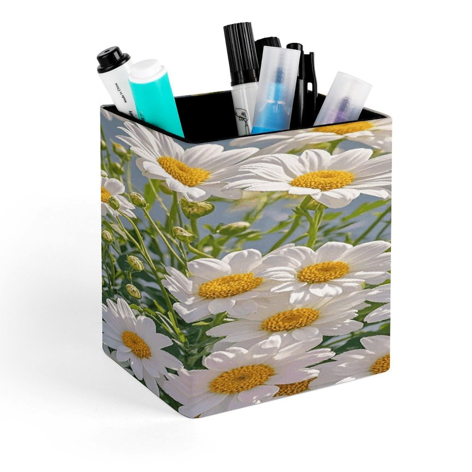 LZQPOEAS Lots of Flowers-png Pen Holder Modern Design Desktop Stationery Organizer Simple&Modern Minimalist Makeup Organizer Multi-Functional Pencil Holder for Office Home