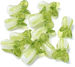 10 Cuentas de Col de lampwork Hechas a Mano, Espaciador Suelto Suave de Color Verde Claro de 19 a 21 mm (predeterminado)