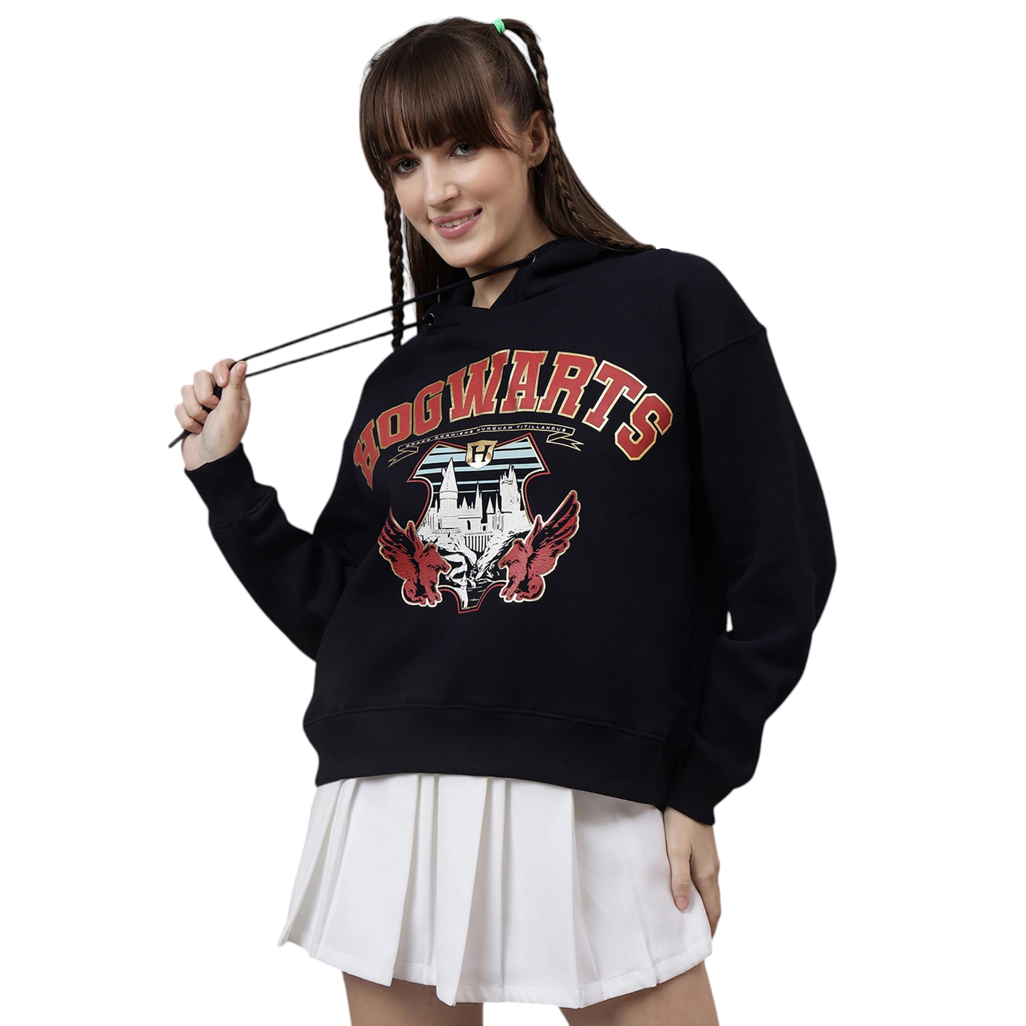 free authority Official Harry Potter Printed Relaxed Fit Hoodie for Women-picture-41