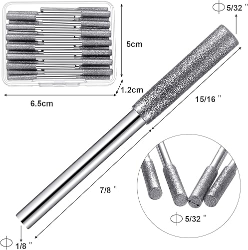 Miniatura 2 de Honoson 30 piezas de afilador de motosierra con rebabas de piedra con una caja de almacenamiento, brocas de pulido de pulido, 5/32 pulgadas/0.157 in