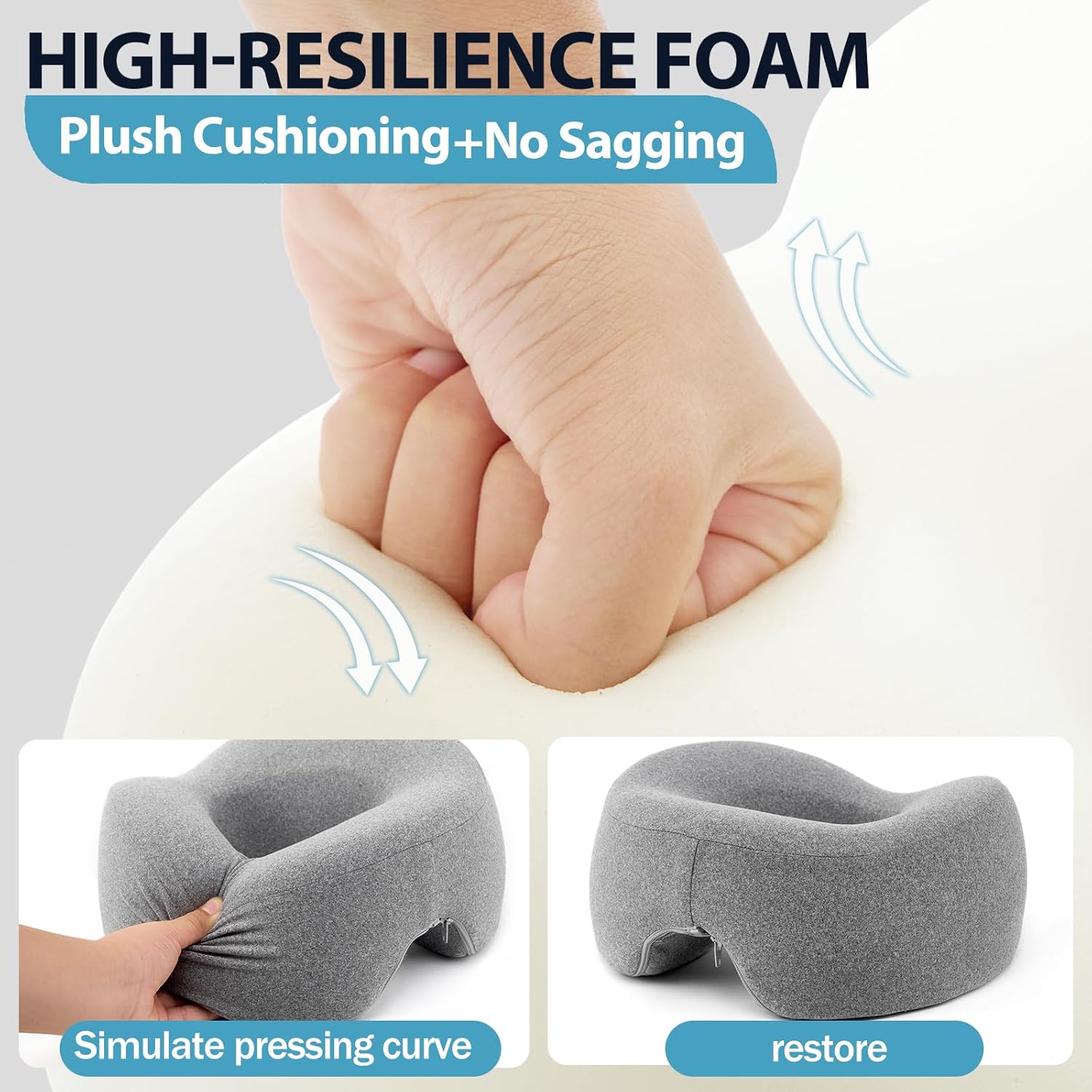 Breast Pillow and Face Down Pillow Massage Set, Memory Foam Breast and Neck Cushion for Bed Massage, Women's Sleeping Chest Bolster for Home SPA, Dark Gray