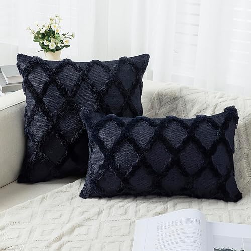 Miniatura 3 de BVEED Juego de 2 fundas de cojín decorativas de 16 x 16 pulgadas, fundas de almohada decorativas de felpa suave y corta de lana sintética para sofá,