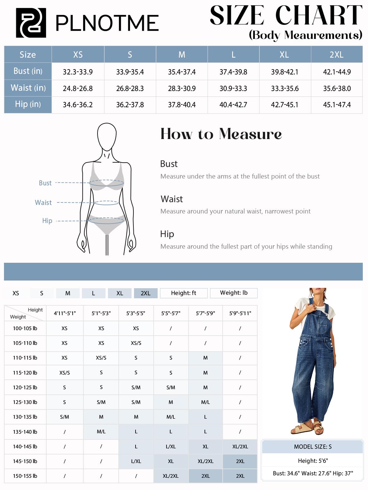 PLNOTME Salopette en jean pour femme avec bretelles réglables et poches