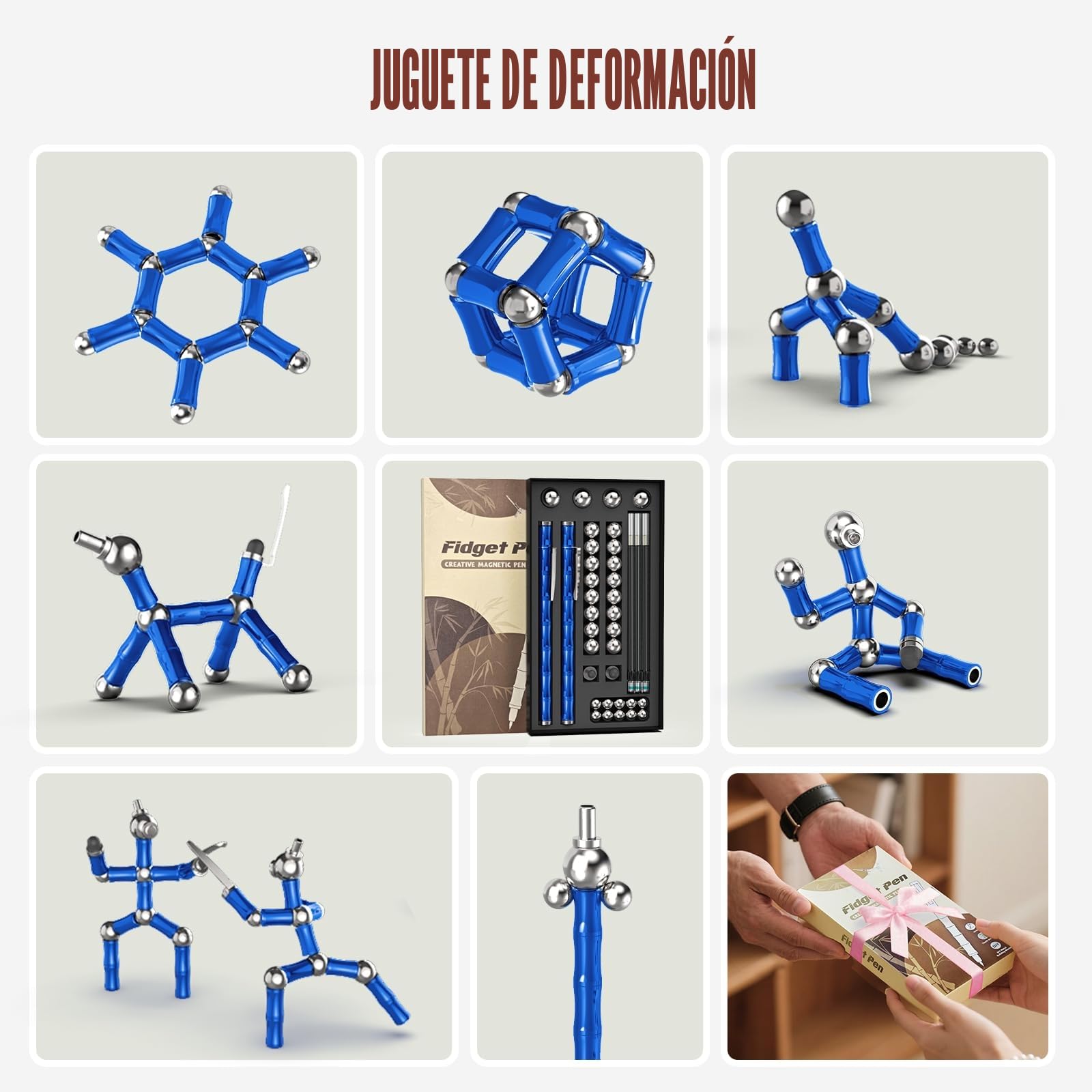 Tigerhu Bolígrafo Magnético, Divertido Juguete Antiestrés ultifunción, Fidget Pen Regalos para Hombres, Mujeres, Niños y Cumpleaños Festival Regalo Adolescentes, Gadgets Tecnologicos (Azul)