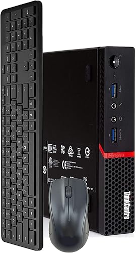 Lenovo ThinkCentre M700 - Computadora pequeña de escritorio, procesador Intel Quad Core i5 6400T, RAM de 16 GB, SSD M.2 de 256 GB, teclado y mouse