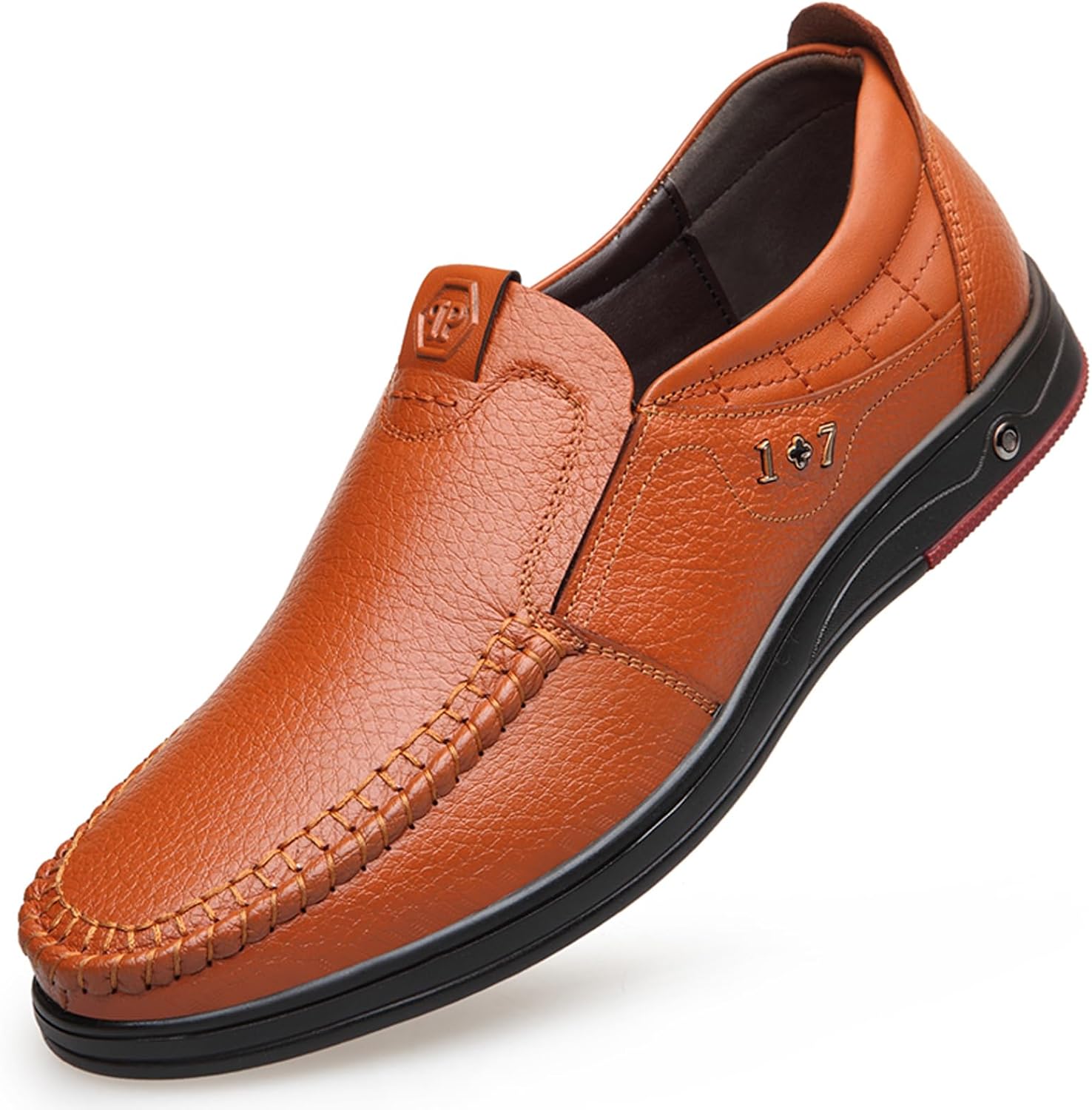 Mens Slip On Leather Loafers Comfort Soft Flat Moccasins Fashion Business Casual Shoes for Daily Walking Driving Office Work