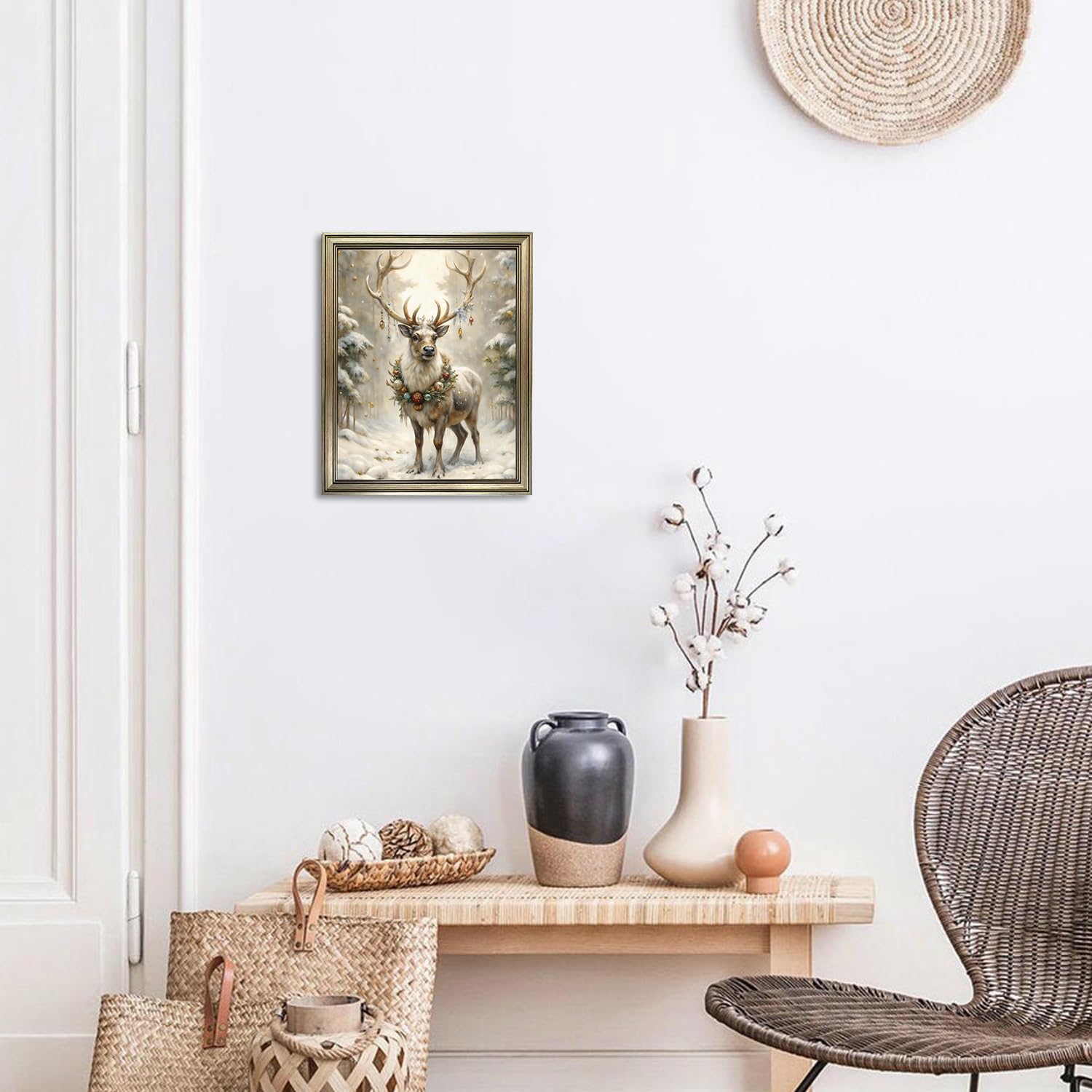 Amazon.com: Vintage Framed Reindeer Wall Art Winter Canvas Print