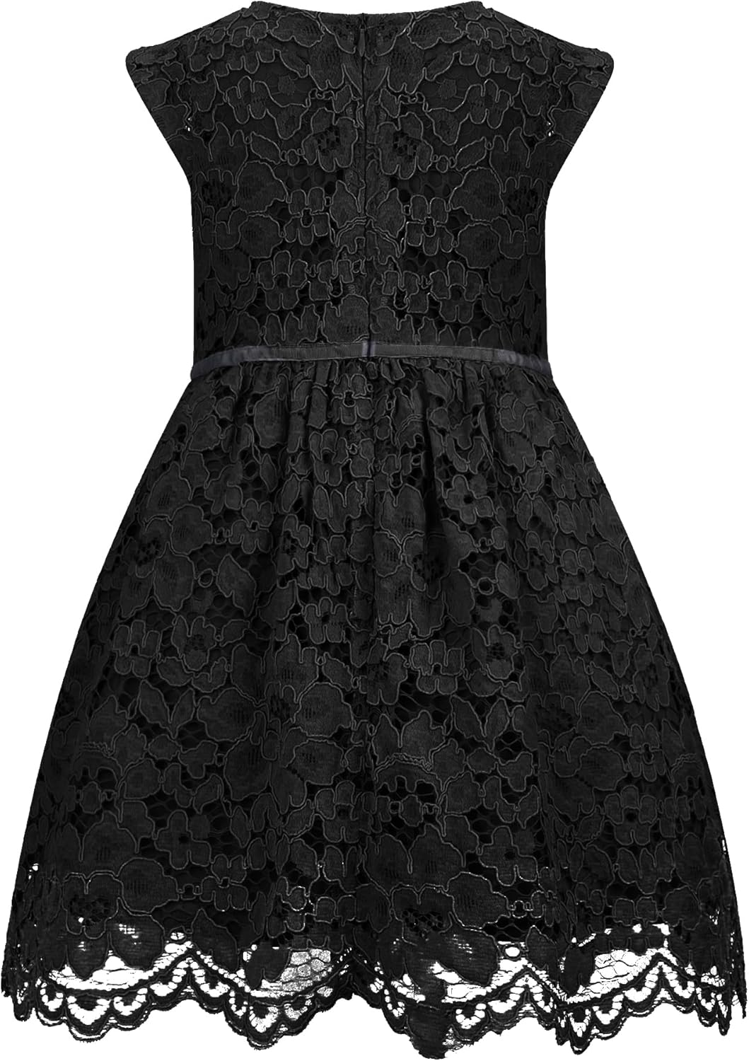 ALLOVIN Girls & Toddlers Spring Graduation Sleeveless A-Line Lace Party Dress Flower Girl Dress with Beaded Bowknot 2-12Y