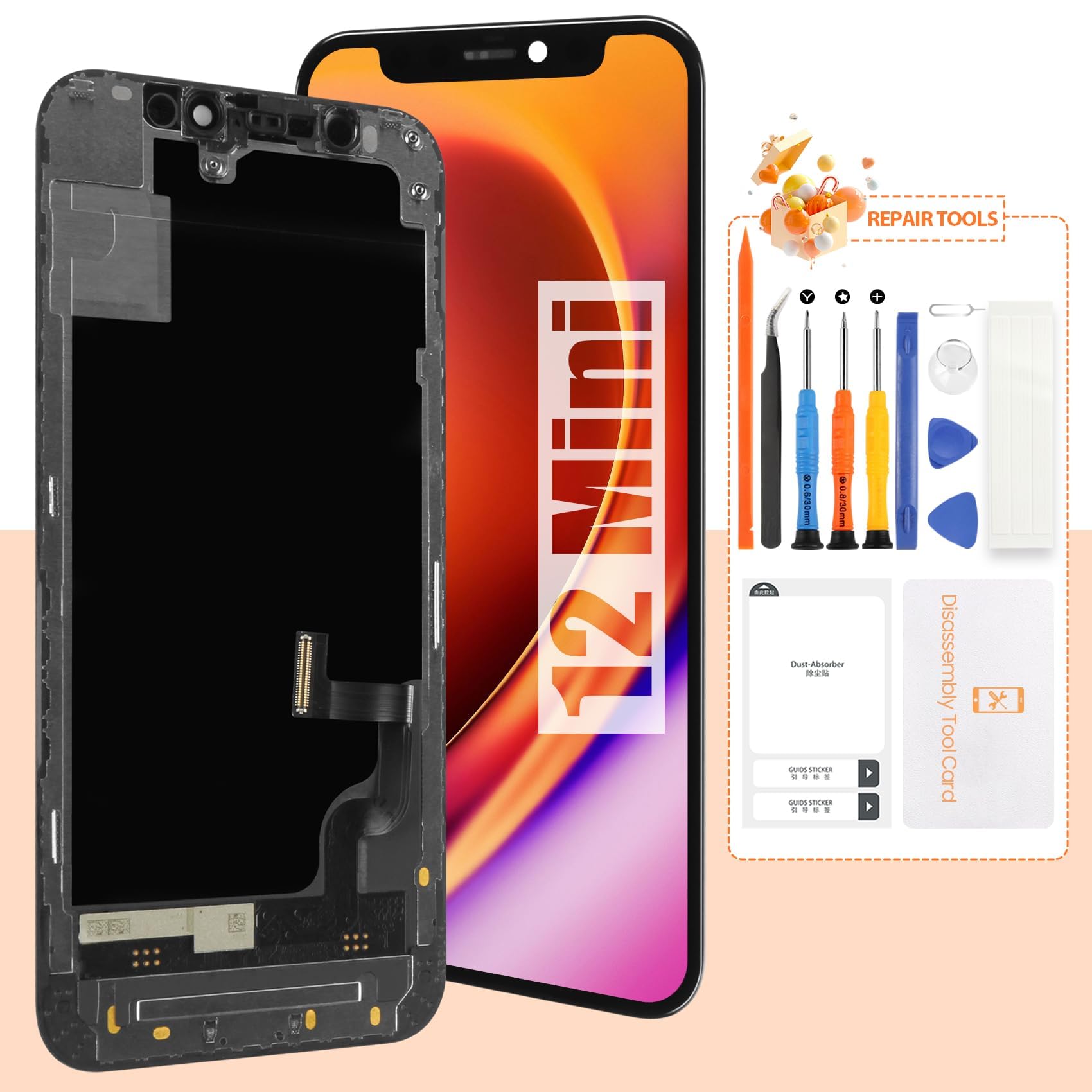②【純正★工具付き】iPhone 12 mini 液晶パネル 防水テープ付き ②【純正☆工具付き】iPhone 12 mini 液晶パネル 防水テープ付き