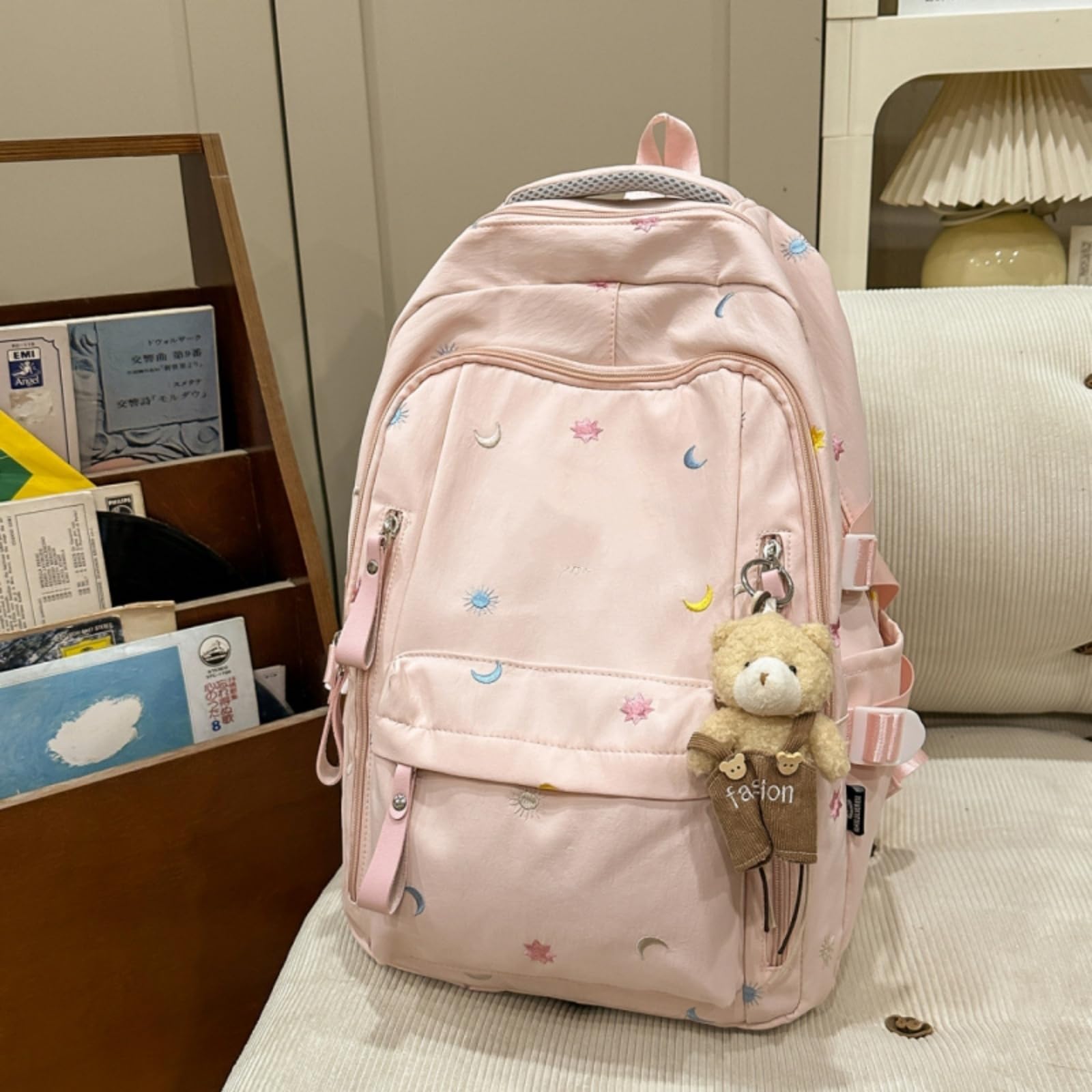 Zaino Star Moon Ricamato Ragazze Zaino, Grande capacità Nicchia Elegante Campus Borsa