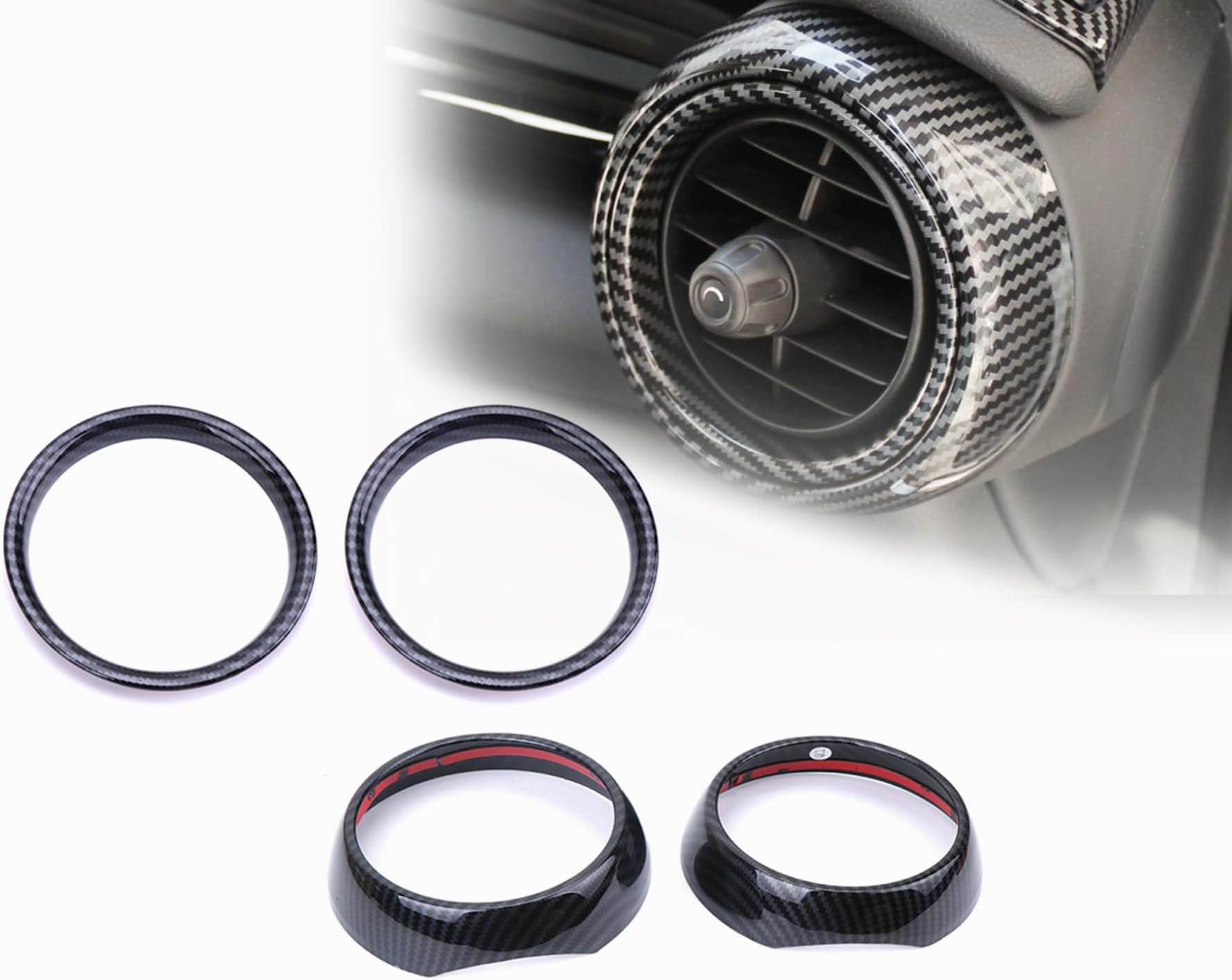 Heinmo Carbon Fiber Dashboard Centre Console Air Conditioner Vent Outlet Covers Trim For Cooper F55 F56 F57 (4 pieces)