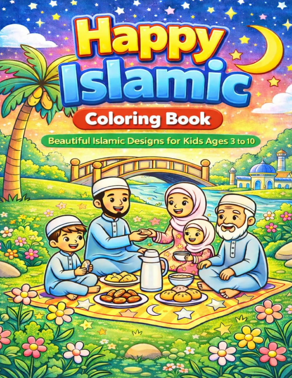 Happy Islamic coloring book: Beautiful Islamic Designs for Kids Ages 3–10 | Family time, Islamic traditions, Islamic Manners, Mosques, Lanterns, Crescent Moons, Ramadan & Eid Coloring Fun