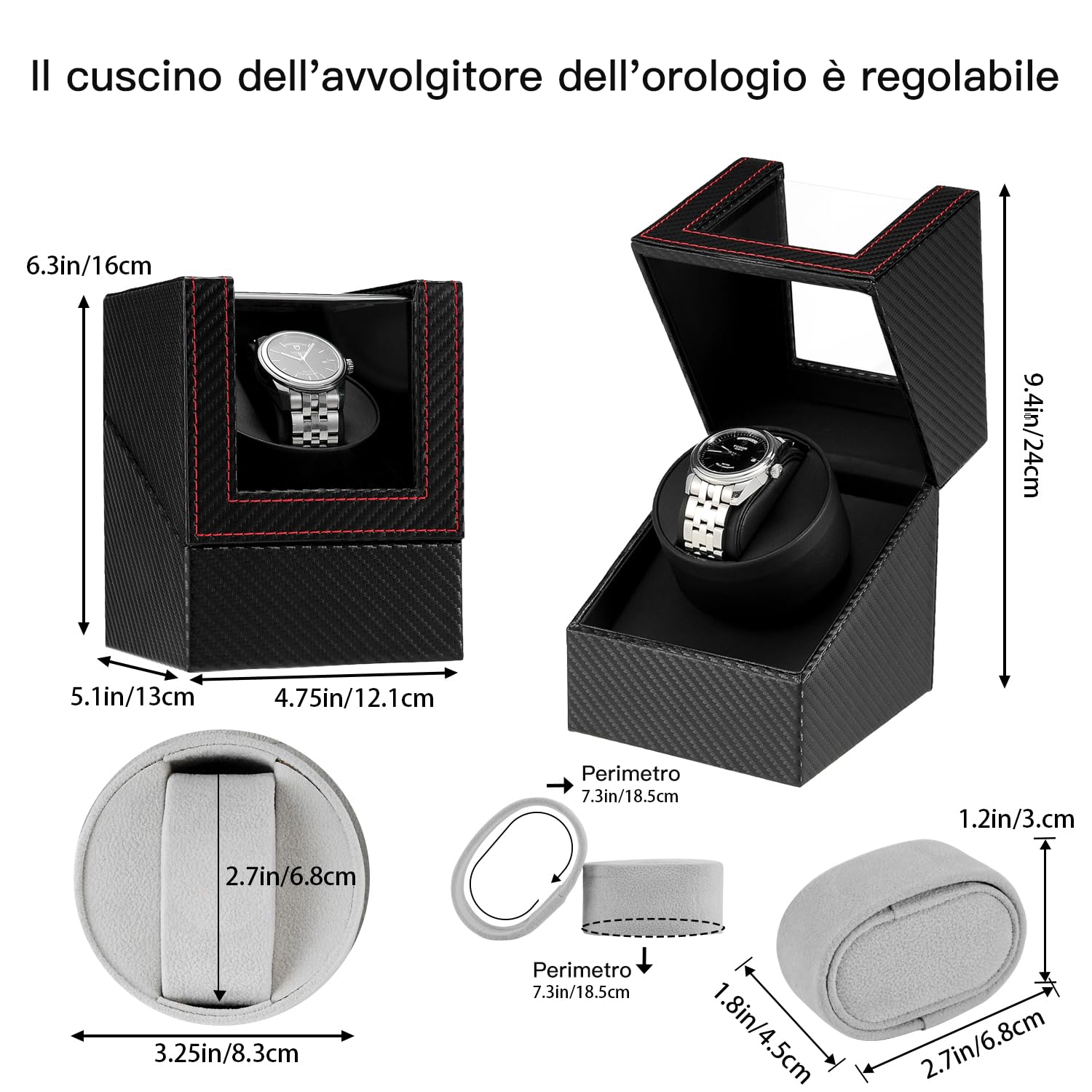 Scatola Carica Orologio Scatola orologio a carica automatica in cuoio con motore silenzioso per orologi da polso