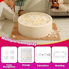 Realhaha Ball Pit Balls 100 Play Balls Plastic Balls for Baby Girls Toddlers Kids Play Tent Pool Playhouse Playpen Party Decoration, Beige