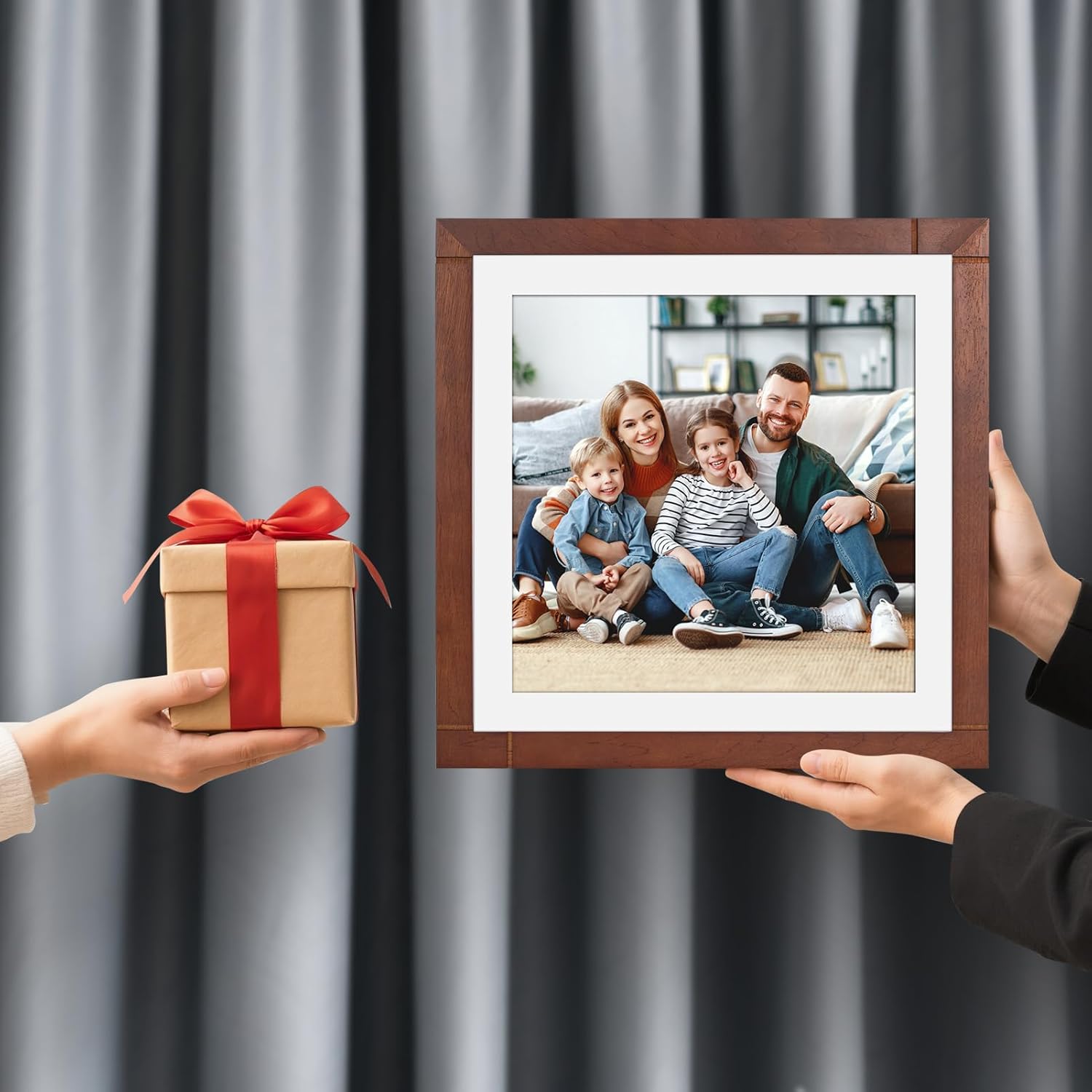 20x20 Picture Frame, Puzzle Frame for Wall, Wood Frame Brown Picture Frame for 20 x 20 Square Picture Poster Photo, Wood Gallery Poster Frame