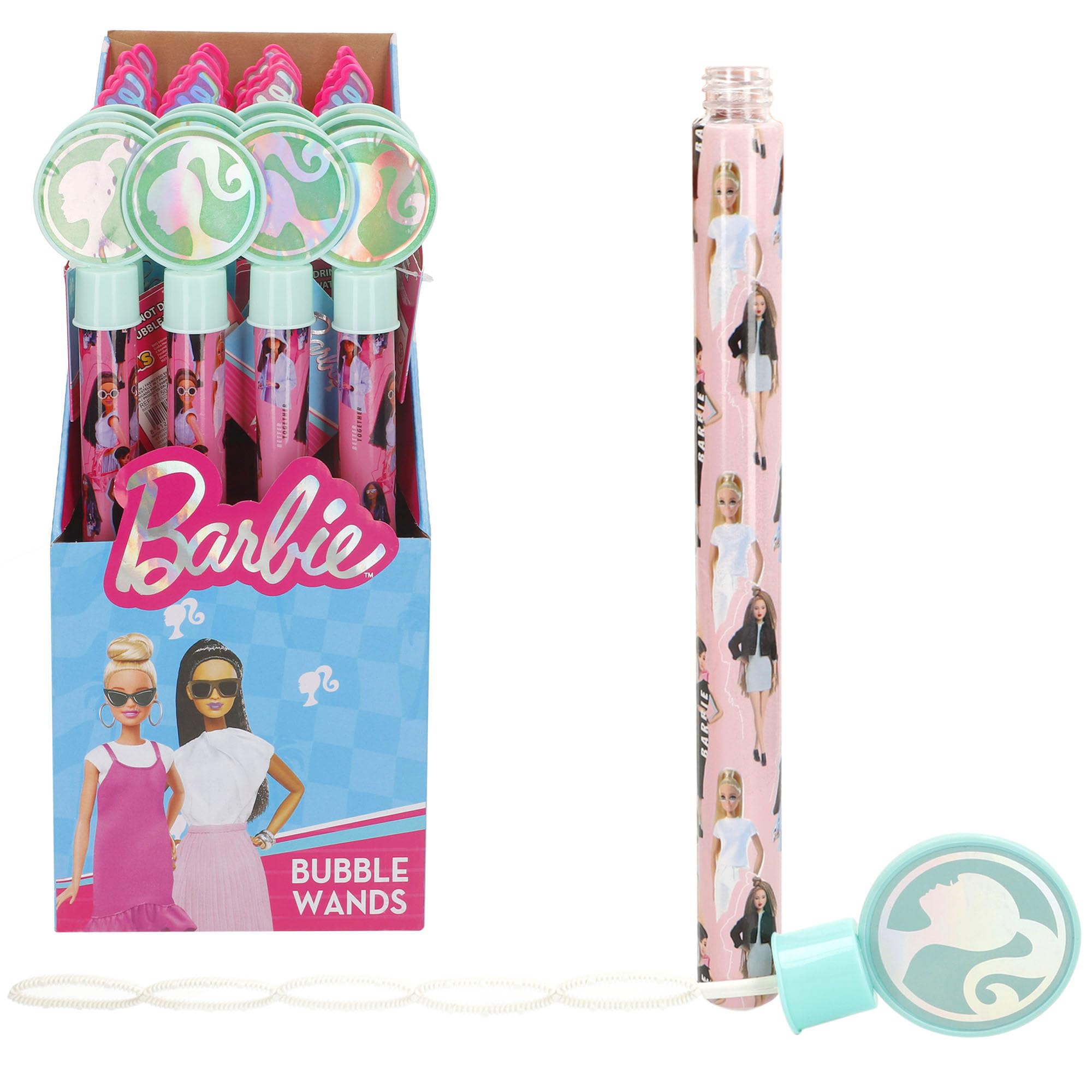 ColorBaby Barbie Pack 24 varitas de pompas de jabón con diseños Surtidos, optimos para Fiestas Infantiles, cumpleaños y Juegos al Aire Libre (77500)