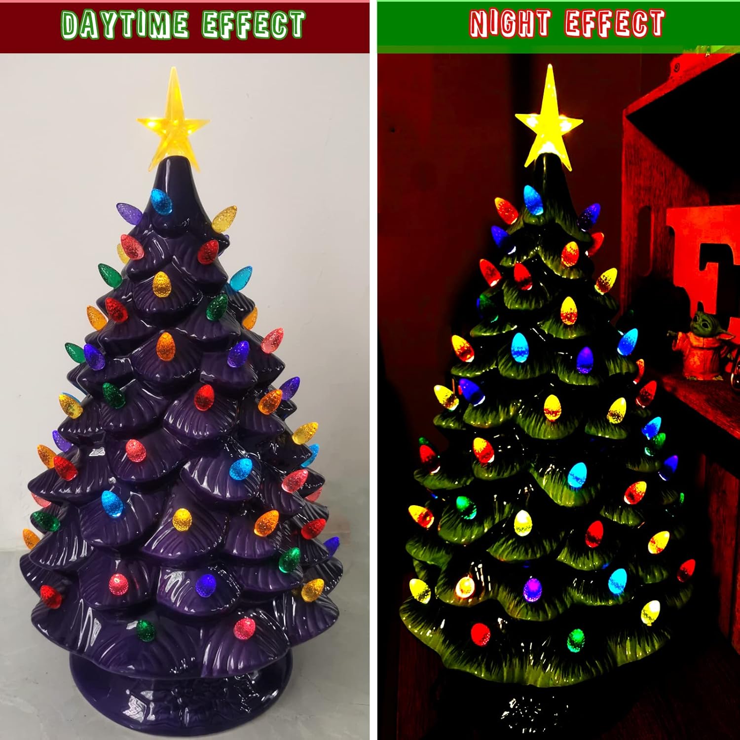 Large Replacement Light Bulbs for Big Ceramic Christmas Trees,（77 PC &3 Treetop Stars） Multicolor Pineapple Tree Pegs Accessories for Decorating 16 to 30in Ceramic Christmas Tree, etc.