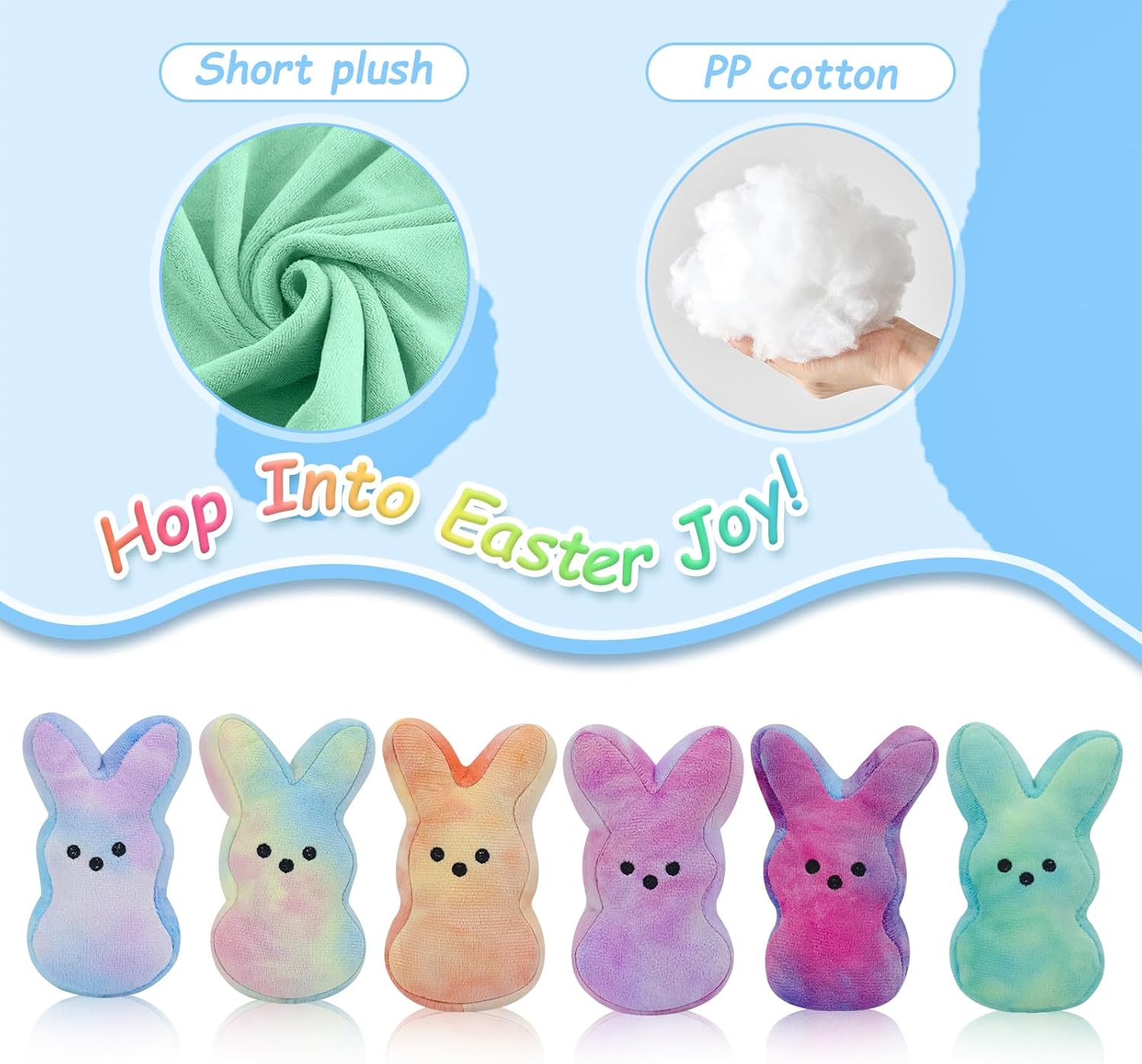 vizethru 6 Pcs Easter Bunny Plush Toys,Easter Basket Stuffers Toys for Kids,Bunny Stuffed Animals, Easter Party Favors Gift Toys for Kids