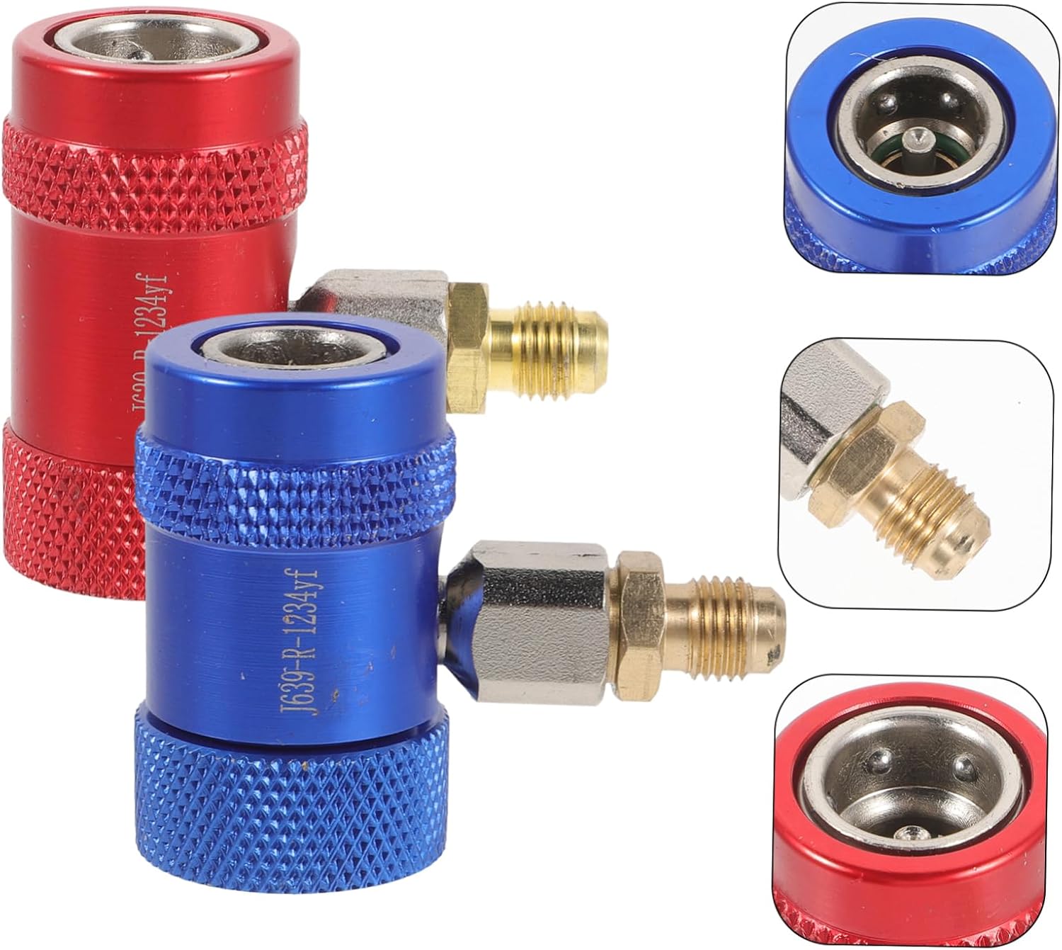 4pcs Easy to Use Car Ac Refrigerant Connectors Red Blue Adapters Portable Detachable Ergonomic Design for Safe Comfortable Handling