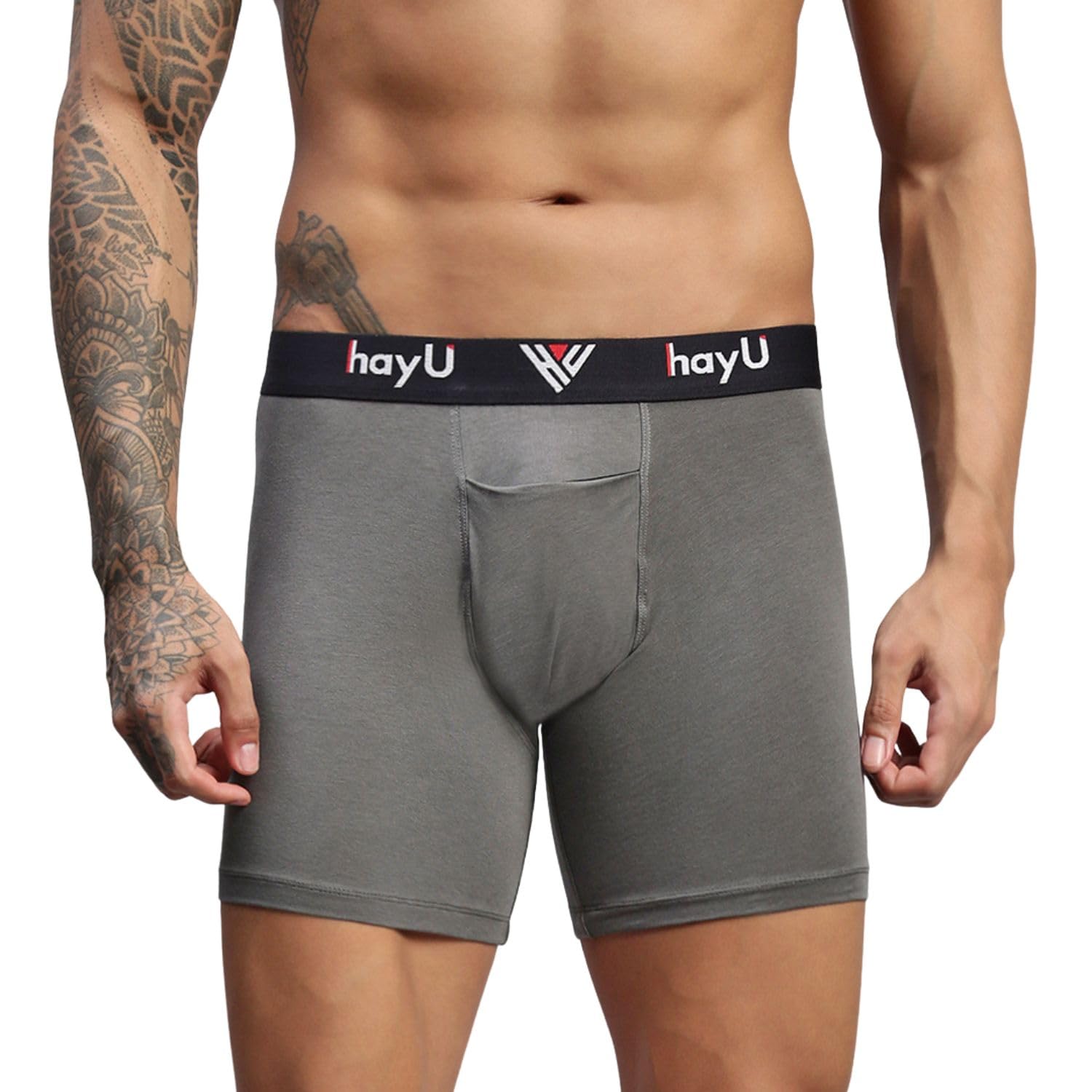 Graphite Grey Men Cotton Stretch Boxer Briefs-image-35