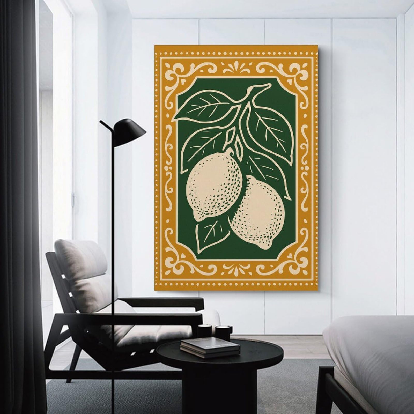 Junmoney Lemons And Leaves Art Room Decor Wall Art 20x30inch(50x75cm), for Wall Displays, Bedrooms Or Room Updates, Ideal for Building A Coordinated Art Wall
