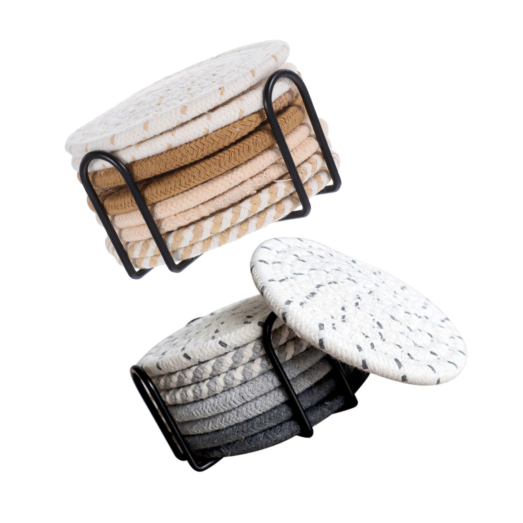 Dessous de verre en coton absorbant avec support en fer pour table de réunion et bureau
