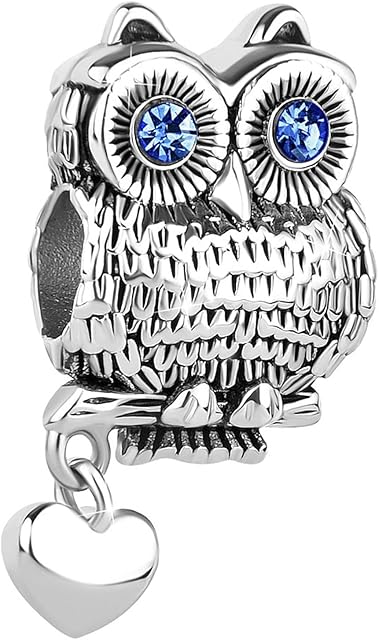 LSxAB Heart Love Wisdom Owl Charm Compatible with Pandora Charms Bracelets