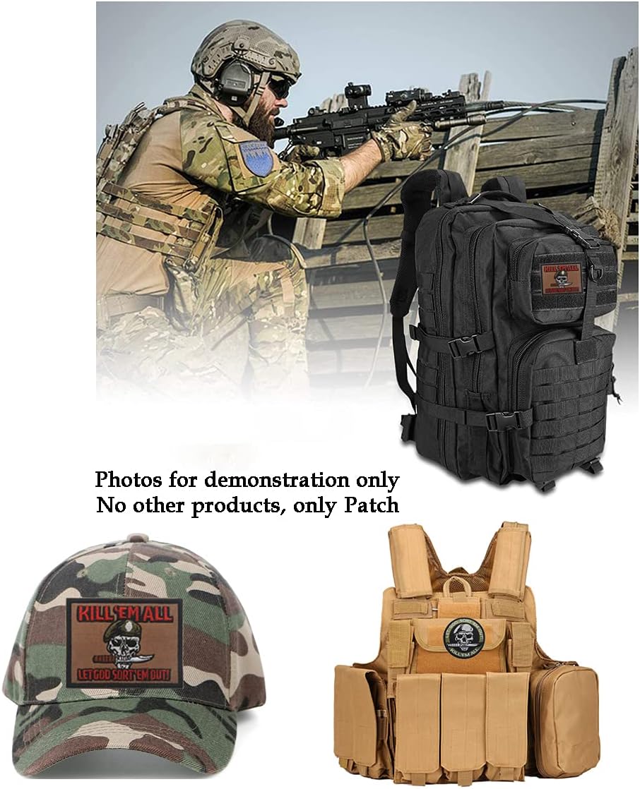 AliPlus 2PCS Knife Beret Spec Ops Skull Patches Morale Patch Hook and Loop image 4