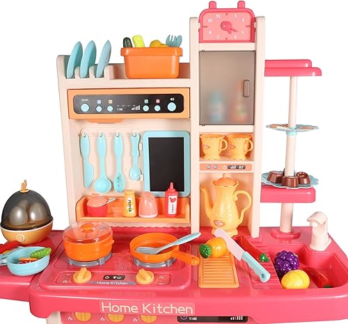 Miniatura 7 de Sum ac - Juego de cocina para niños con vapor, agua, luz y sonido realistas, juguete de cocina interactivo de 65 piezas para niños pequeños, juguete