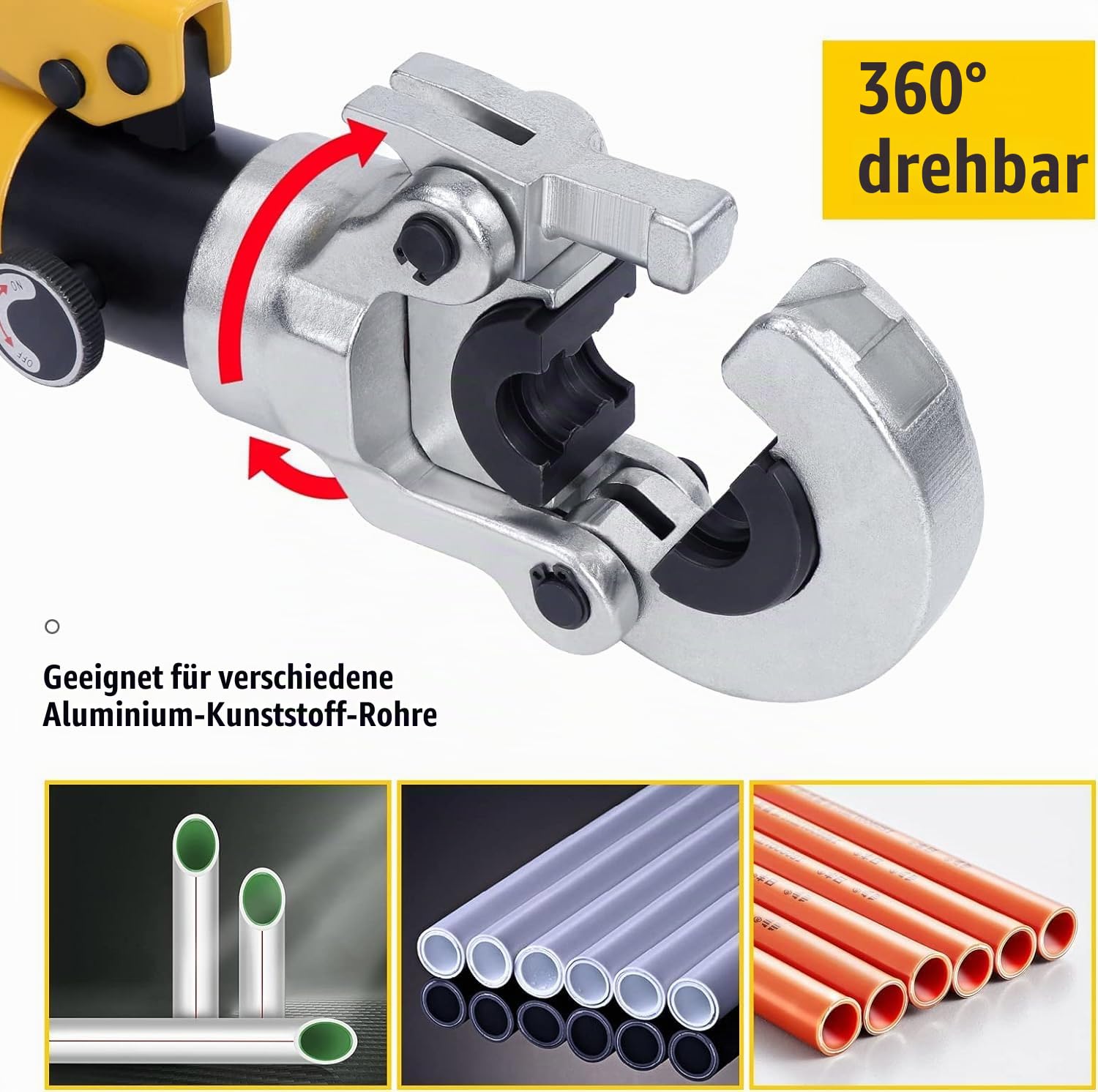 Hydraulische Rohrcrimpzange, Druckrohrzange Crimpzange, Verbundrohr TH Profil Rohrcrimpzange für Aluminium-Kunststoffrohre mit TH 16 20 26 32mm² Profil.