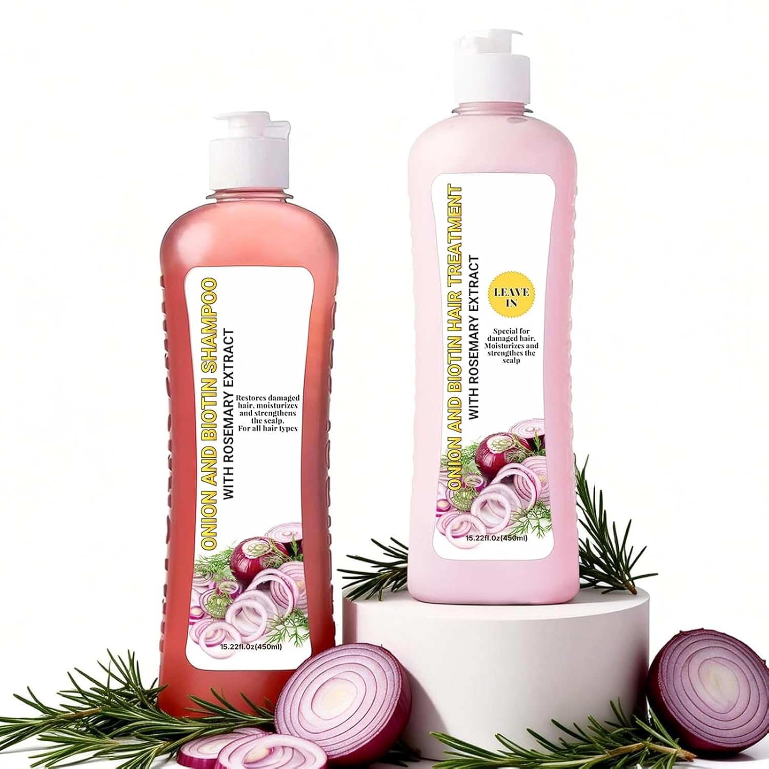 900ml Onion Rosemary Shampoo & Conditioner Set - Enriched with Onion Biotin and Rosemary extracts, Strengthens Roots, Repairs Damage, Boosts Shine, Moisturizing Hair Care 30.44 Fl Oz