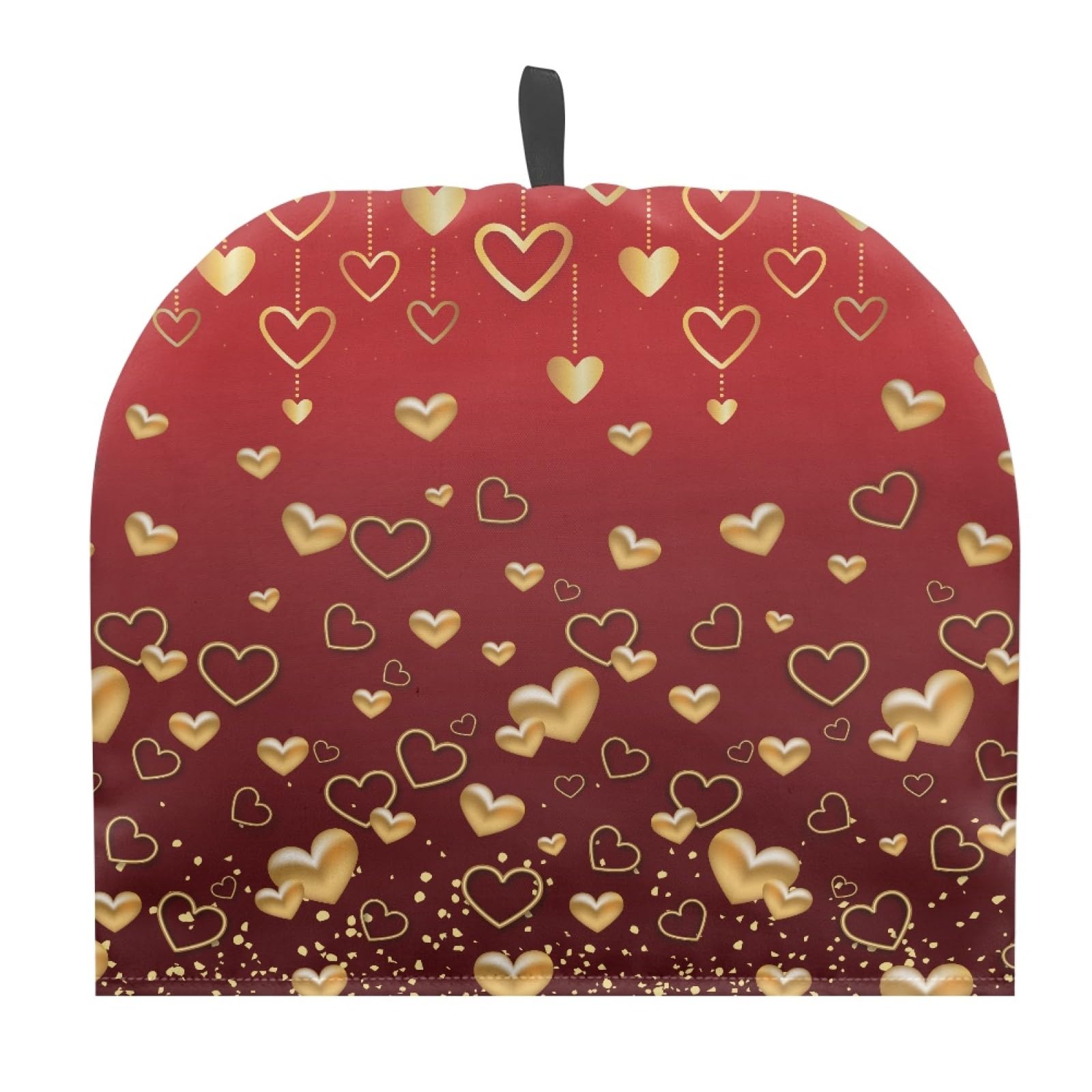 SCRAWLGOD Red Heart Print Tea Cosy for Woman, Kitchen Tea Pot Dust Cover, Breakfast Warmer Insulation and Keep Warm Cover Kitchen Tea Pot Cover, Gifts for Valentine's Day