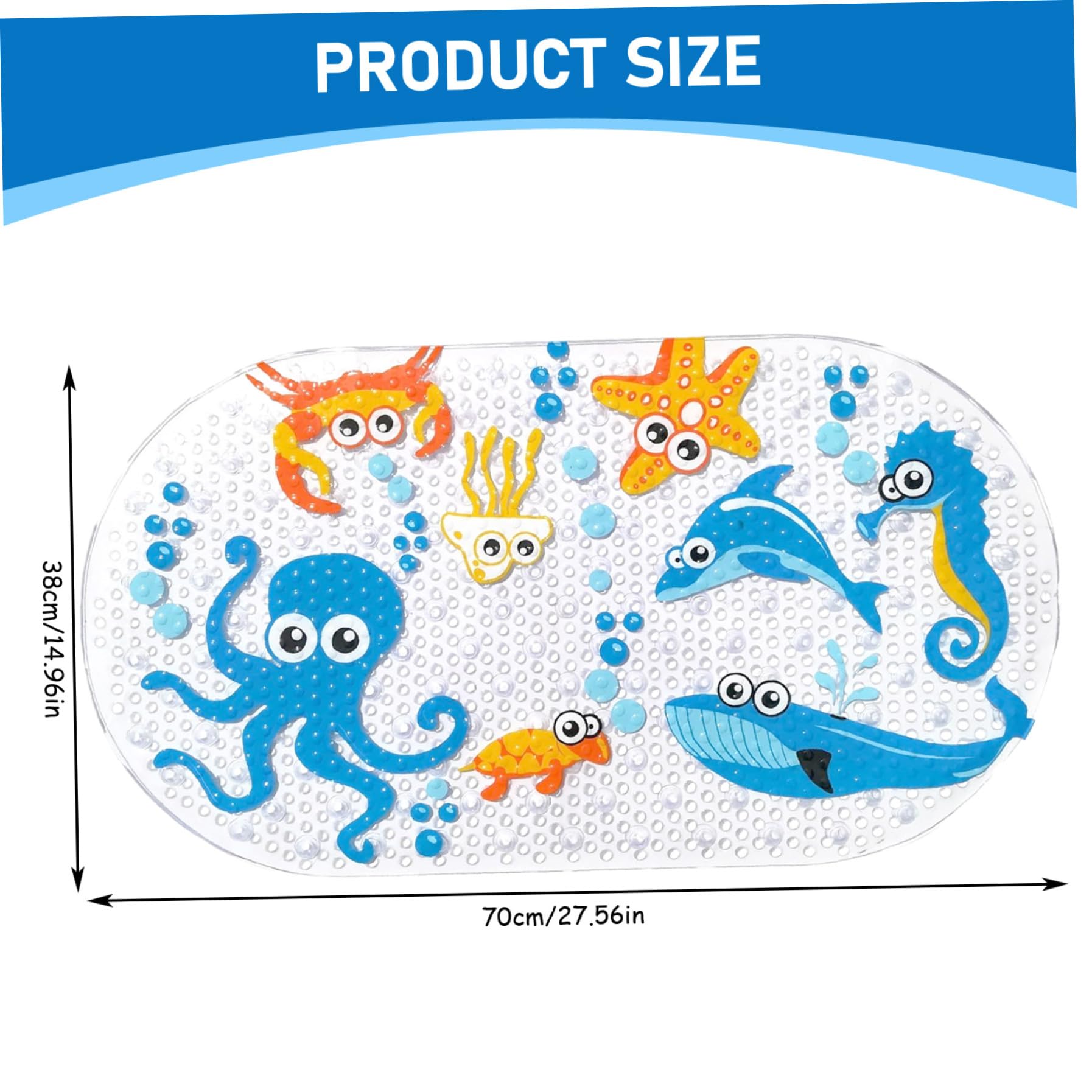 Mat de Bain pour Tout-Petit, Tapis de Baignoire en PVC sans Glissement en PVC pour Les Enfants, Tapis de Baignoire pour bébé en Dessin animé, Tapis de Bain pour Les Enfants pour Baignoire