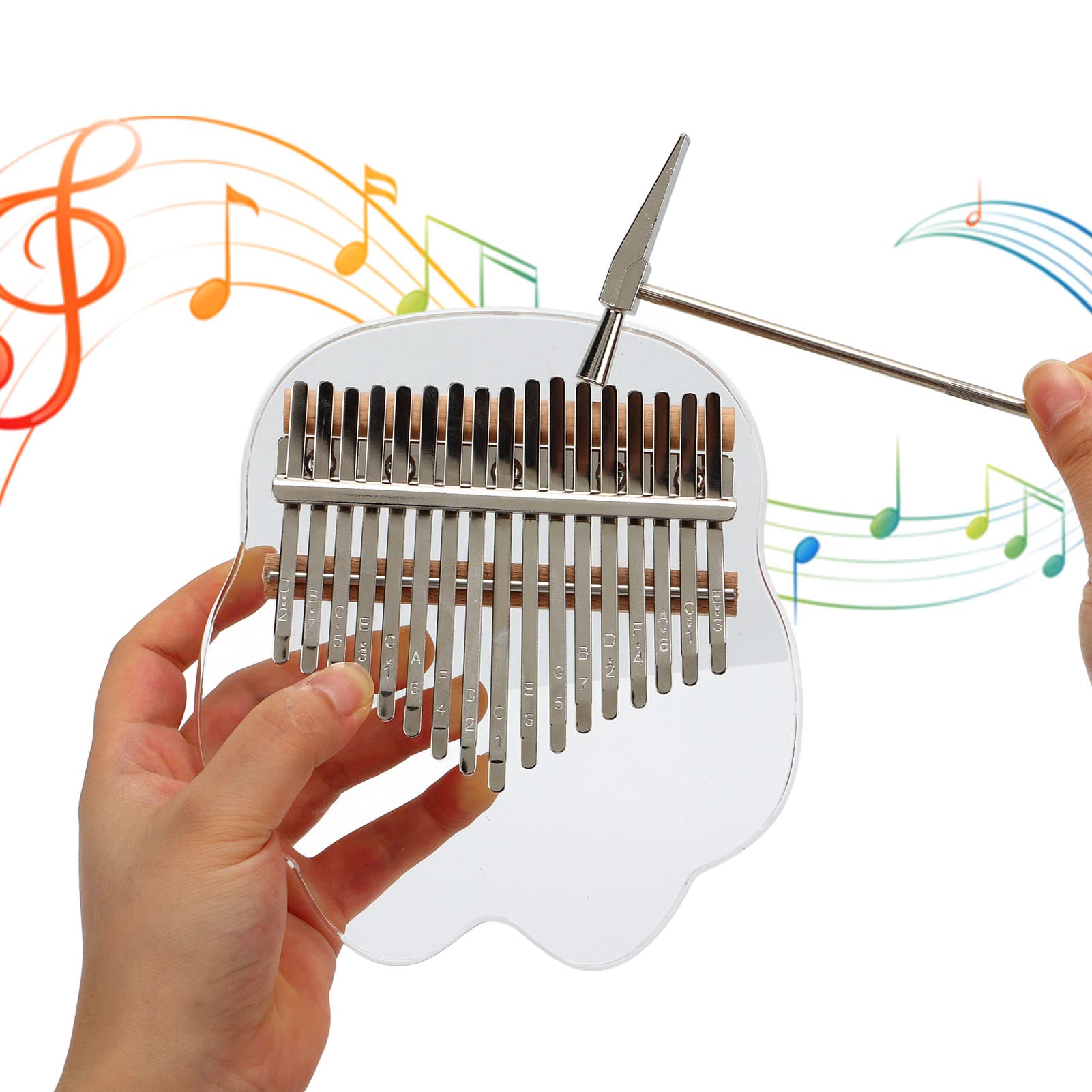Kalimba 17-klawiszowy fortepian |Przezroczysty akryl i stal nierdzewna |Przenośne pianino palcowe dla początkujących/młodych/dorosłych |Ergonomiczne klawisze, dostrojone pod
