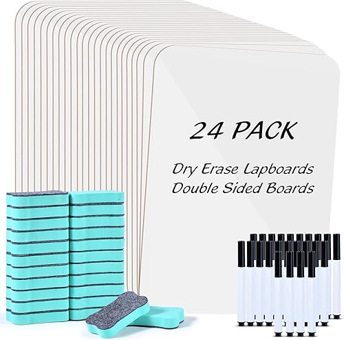 Miniatura 8 de Paquete de 12 pizarras blancas pequeñas de borrado en seco, paquete de maestros de aula, mini pizarras blancas personales de 9 x 12 pulgadas, para