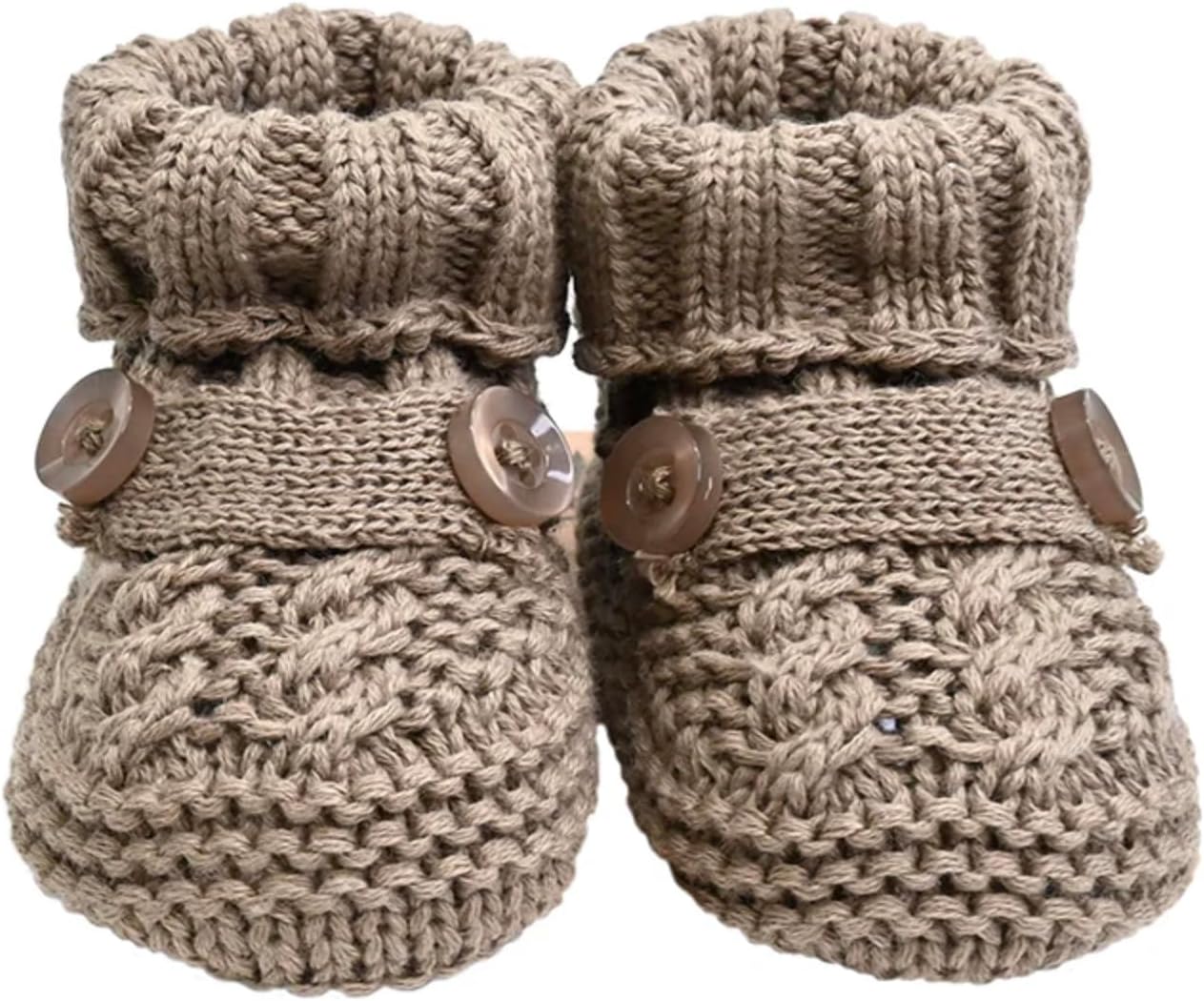 Shag Wear Cable Knit Baby Booties with Buttons for Girls Newborn Infant Brown